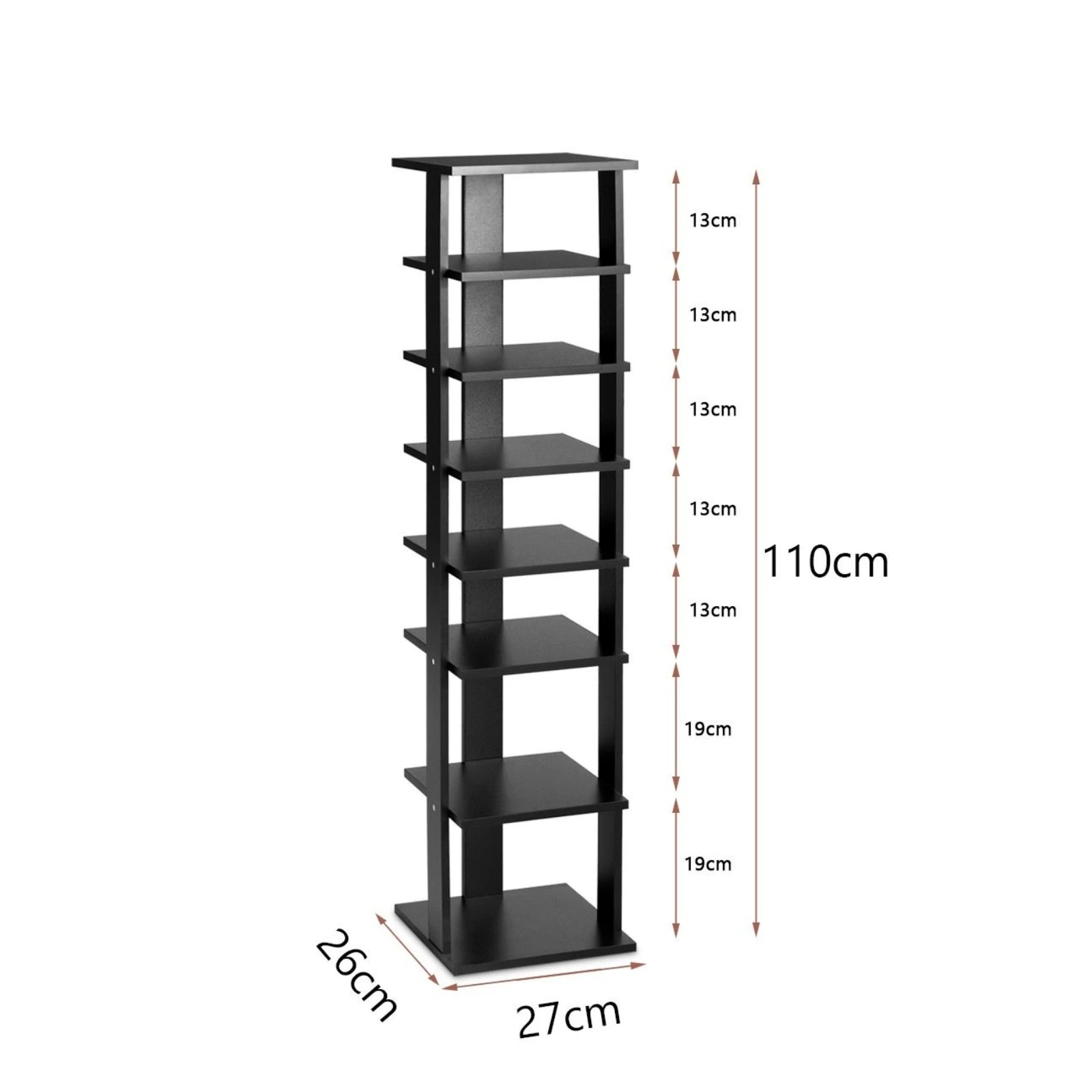 2 Costway 8-Tier Single Shoe Rack Narrow Shoe Storage Organizer w/Removable Shelf, 2 of 3
