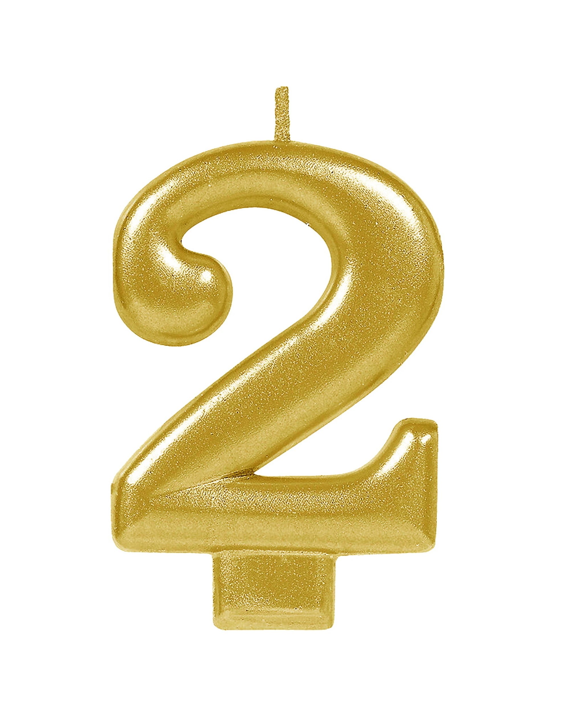 1 Amscan Inc. Metallic Number 2 Candle - Gold, 1 of 2