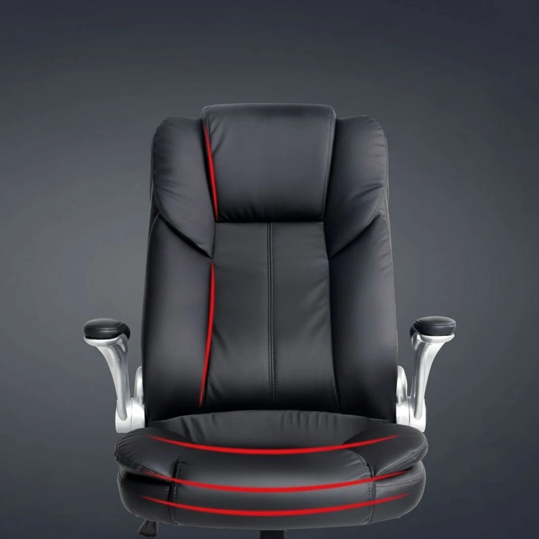 5 Artiss Executive Office Chair Leather Tilt - Black, 5 of 10