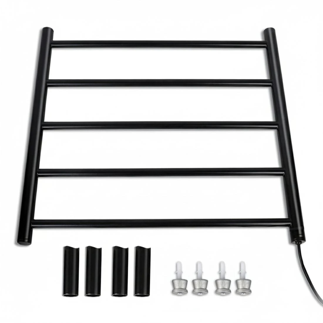 7 Devanti Electric Heated Towel Rail Rack 5 Bars Wall Mounted Clothes Dry - Black, 7 of 7