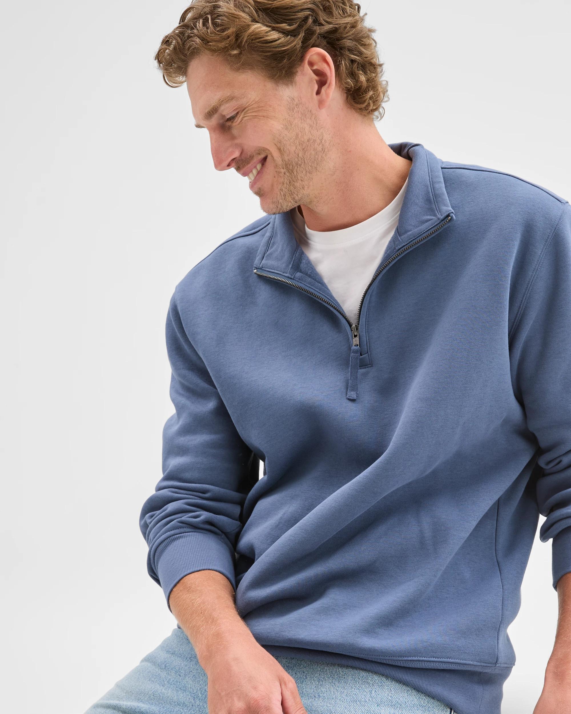 5 Target Man Australian Cotton Blend Fleece 1/2 Zip Top VINTAGE INDIGO, 5 of 8