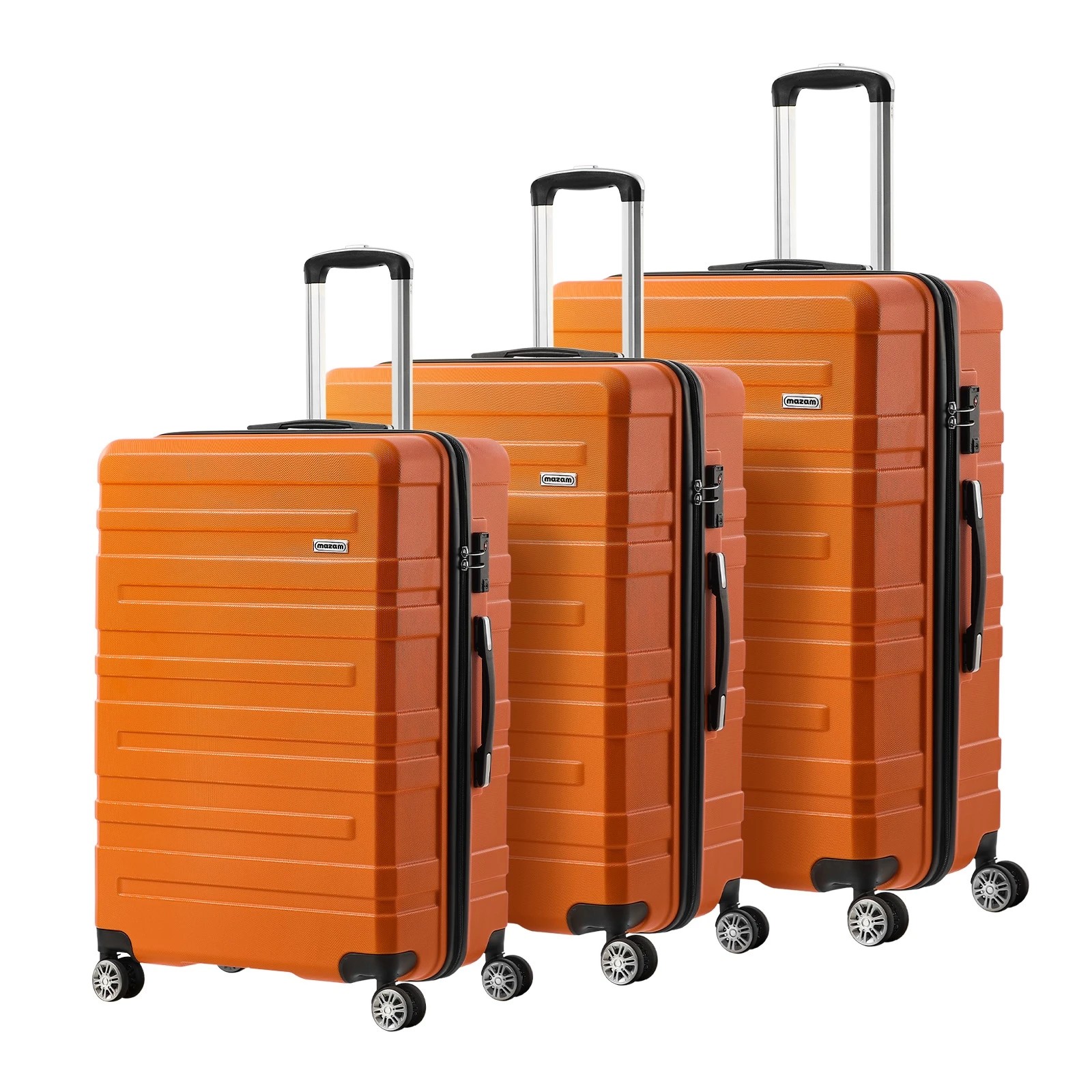 1 Mazam 3PCS Luggage Suitcase Trolley Set Travel TSA Lock ABS Hard Case - Orange, 1 of 9