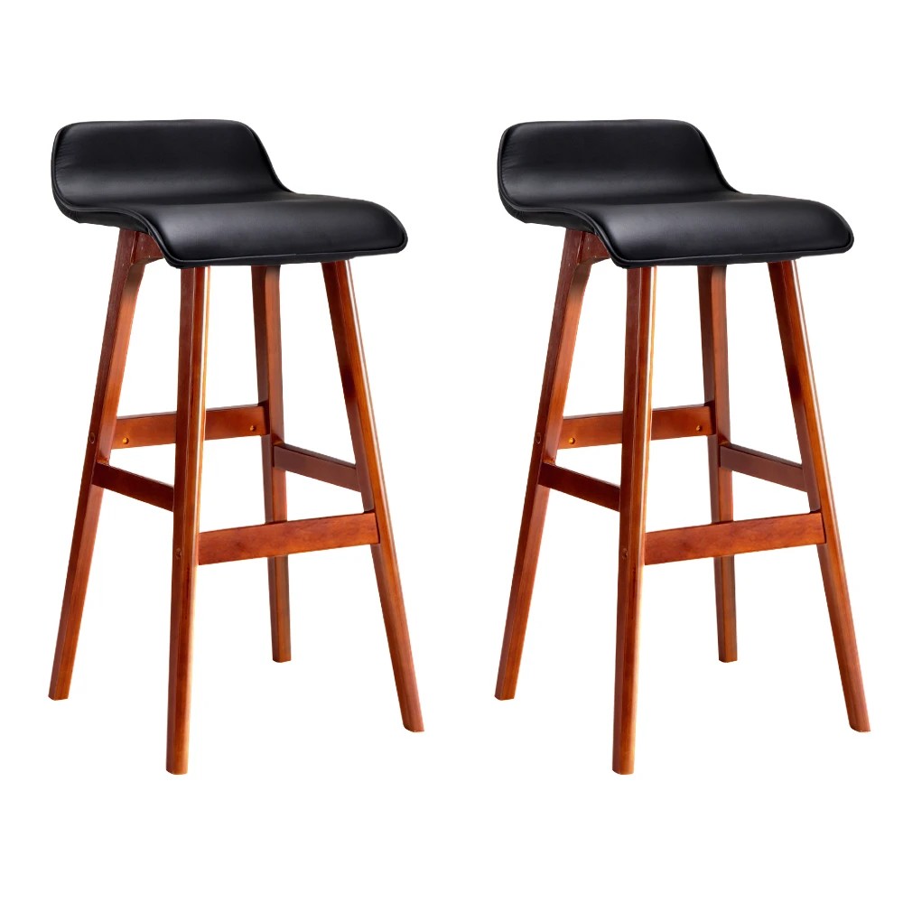 1 Artiss 2x Bar Stools Wooden Stool - Black, 1 of 8