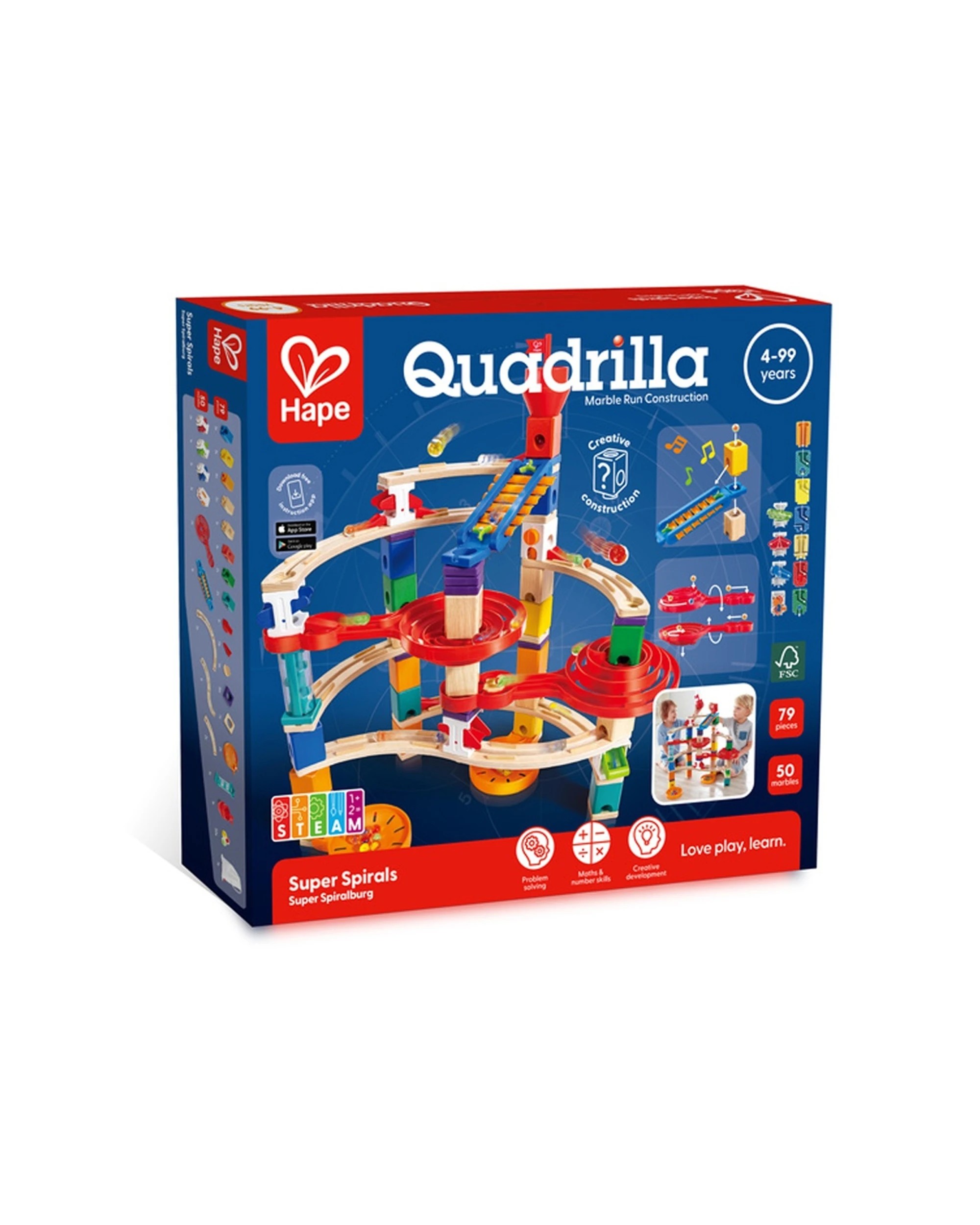 2 Hape Quadrilla Super Spirals Marble Run Xylophone Rail Control Blocks Toy - Multi, 2 of 5