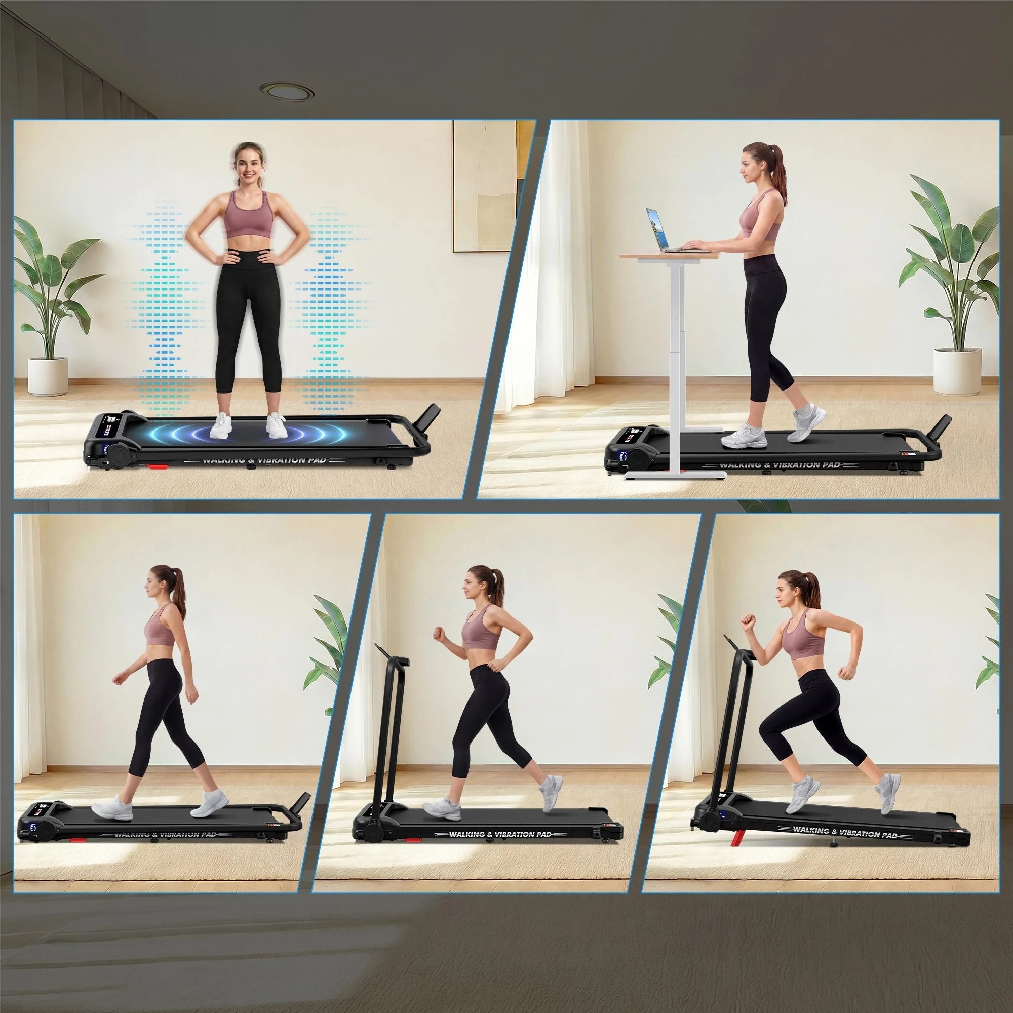 9 Black Lord Treadmill 4-in-1 Walking Vibration Pad Incline Foldable Home Gym - Black, 9 of 9