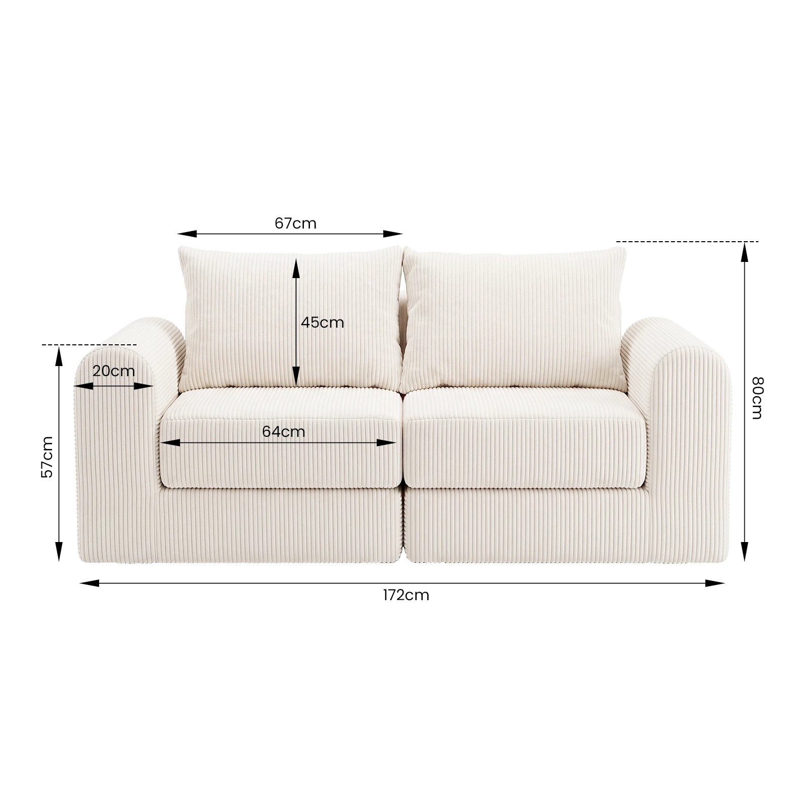 2 Advwin 172cm Modular Sectional Loveseat Sofa 3 in 1 Convertible Floor Lounger Boneless Cloud Couch - Beige, 2 of 6