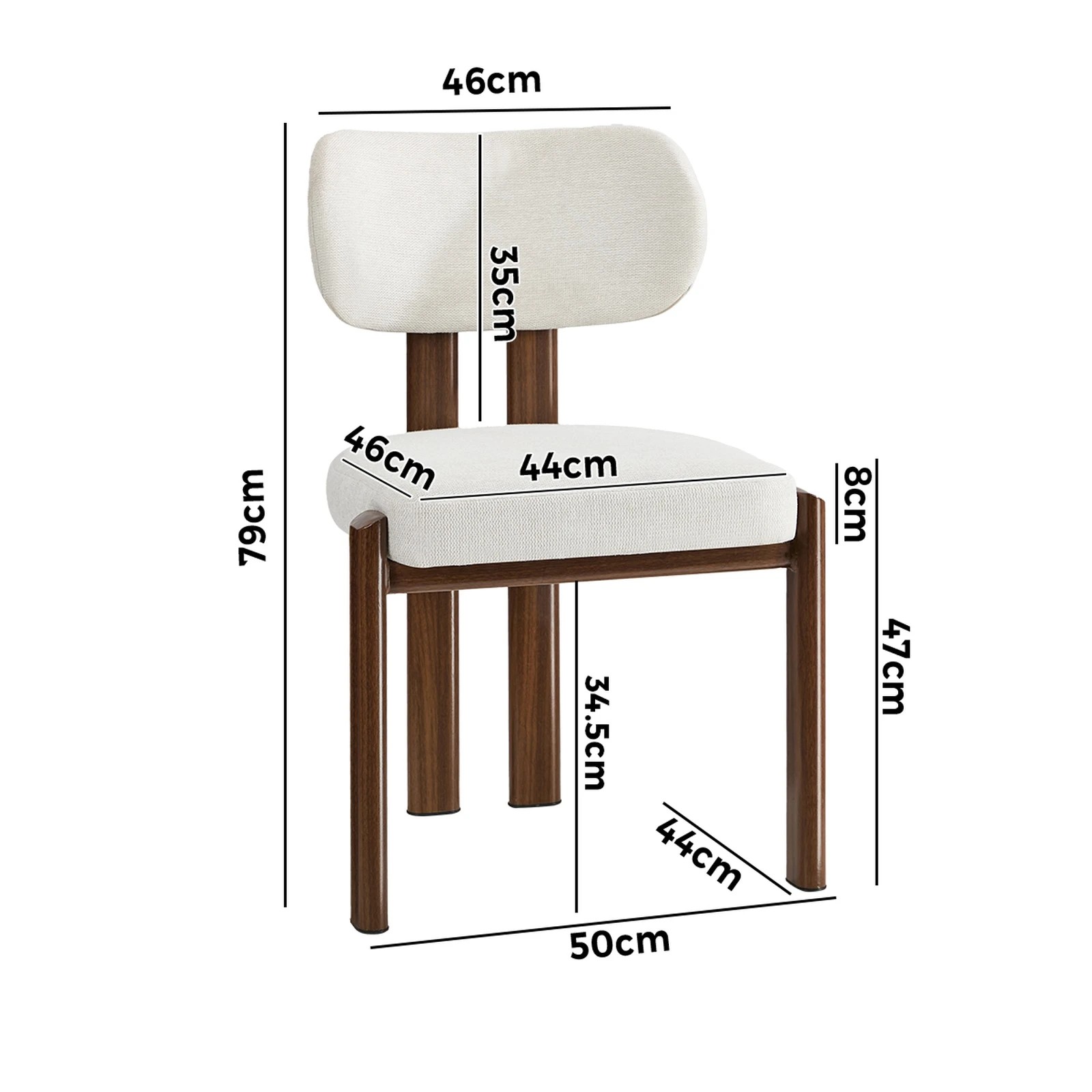2 Oikiture Set of 4 Dining Chairs Linen Fabric Kitchen Padded Seat - Multi, 2 of 9