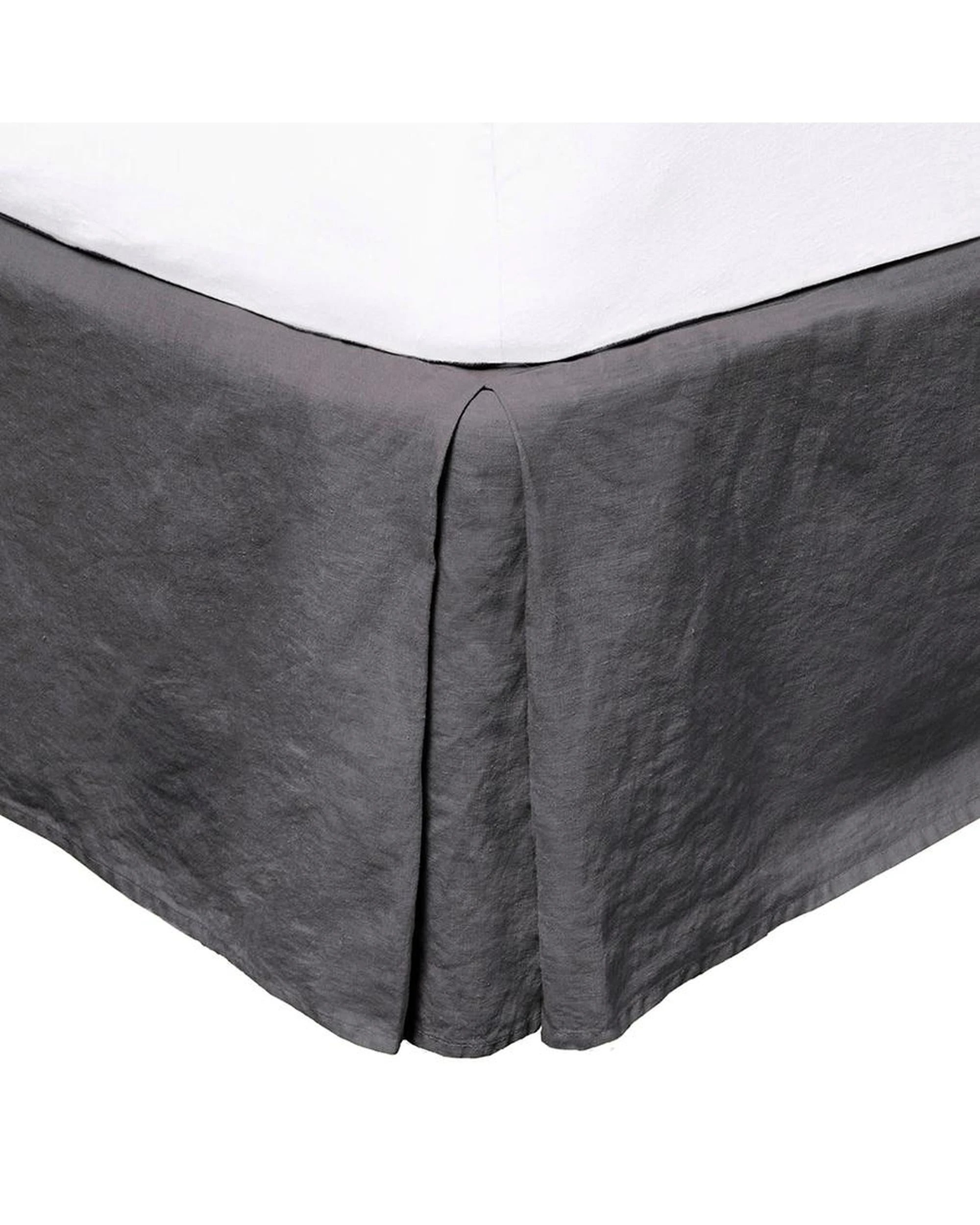 1 Bambury French Flax Linen Bed Valance - Charcoal (35cm Drop) - Charcoal, 1 of 1