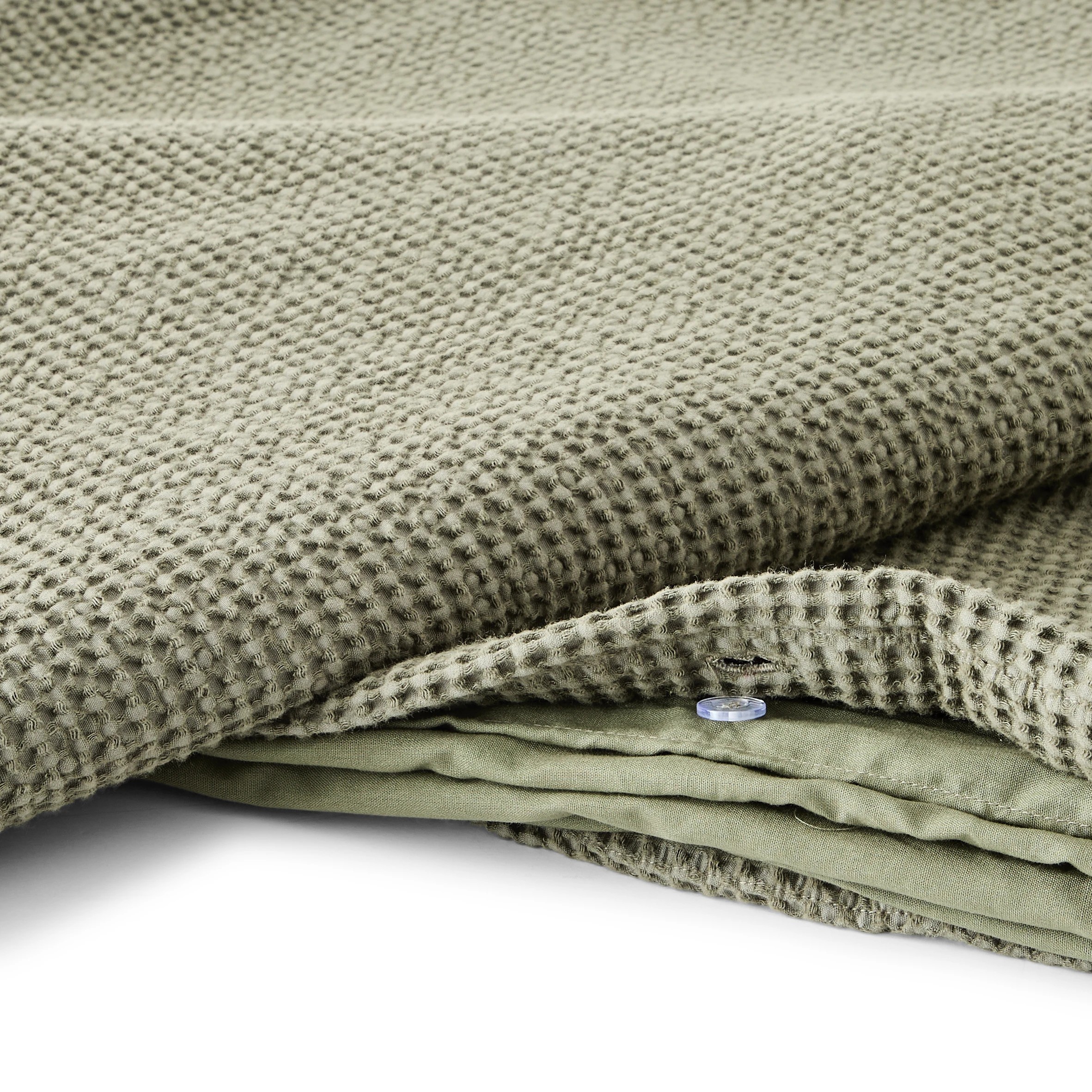 4 Waffle Stonewashed Cotton Quilt Cover Set - Double Bed, Forest, 4 of 6