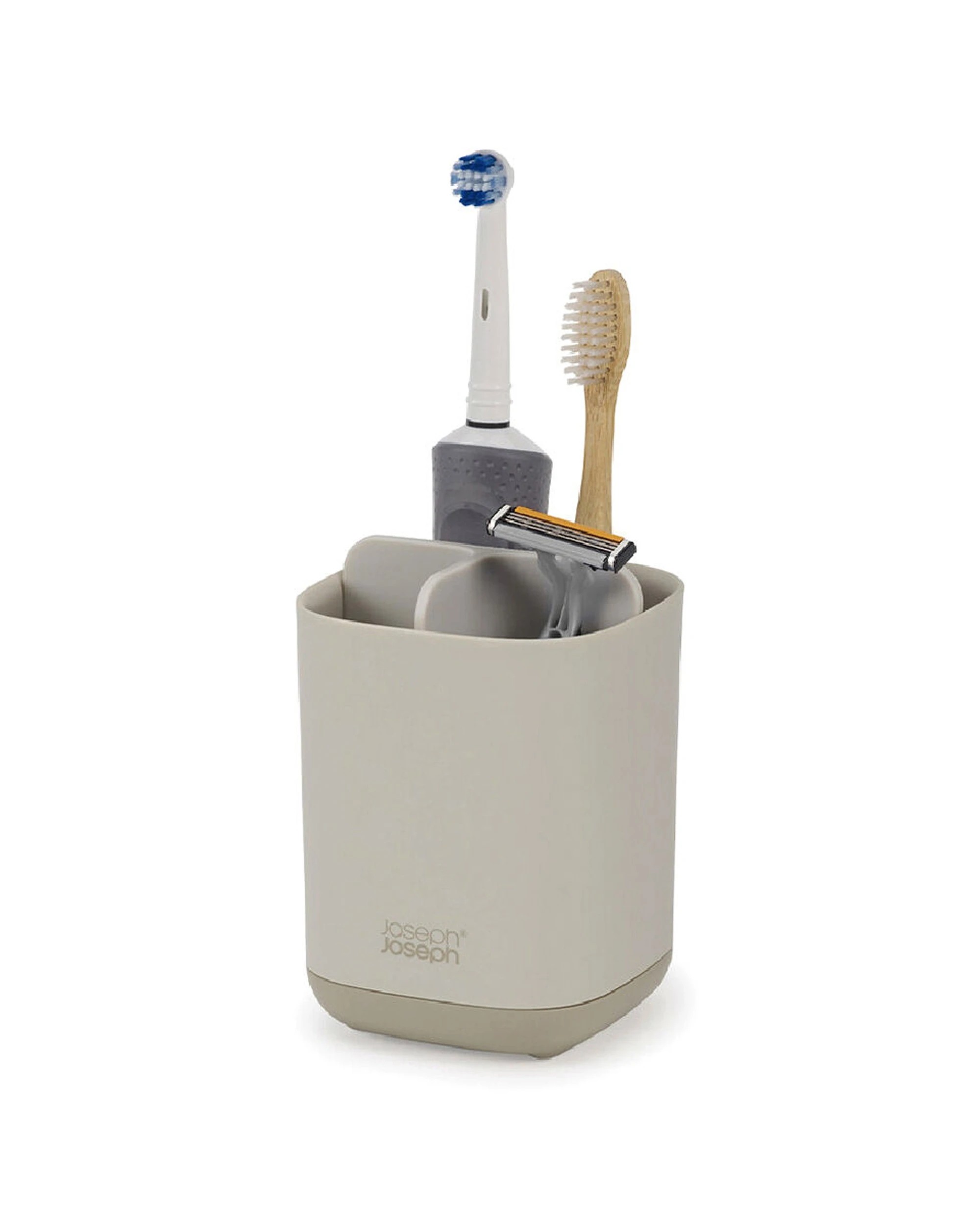 2 Joseph Joseph EasyStore Toothbrush Caddy Twin Pack 12.7cm Matt Finish Ecru 2PK - White, 2 of 6