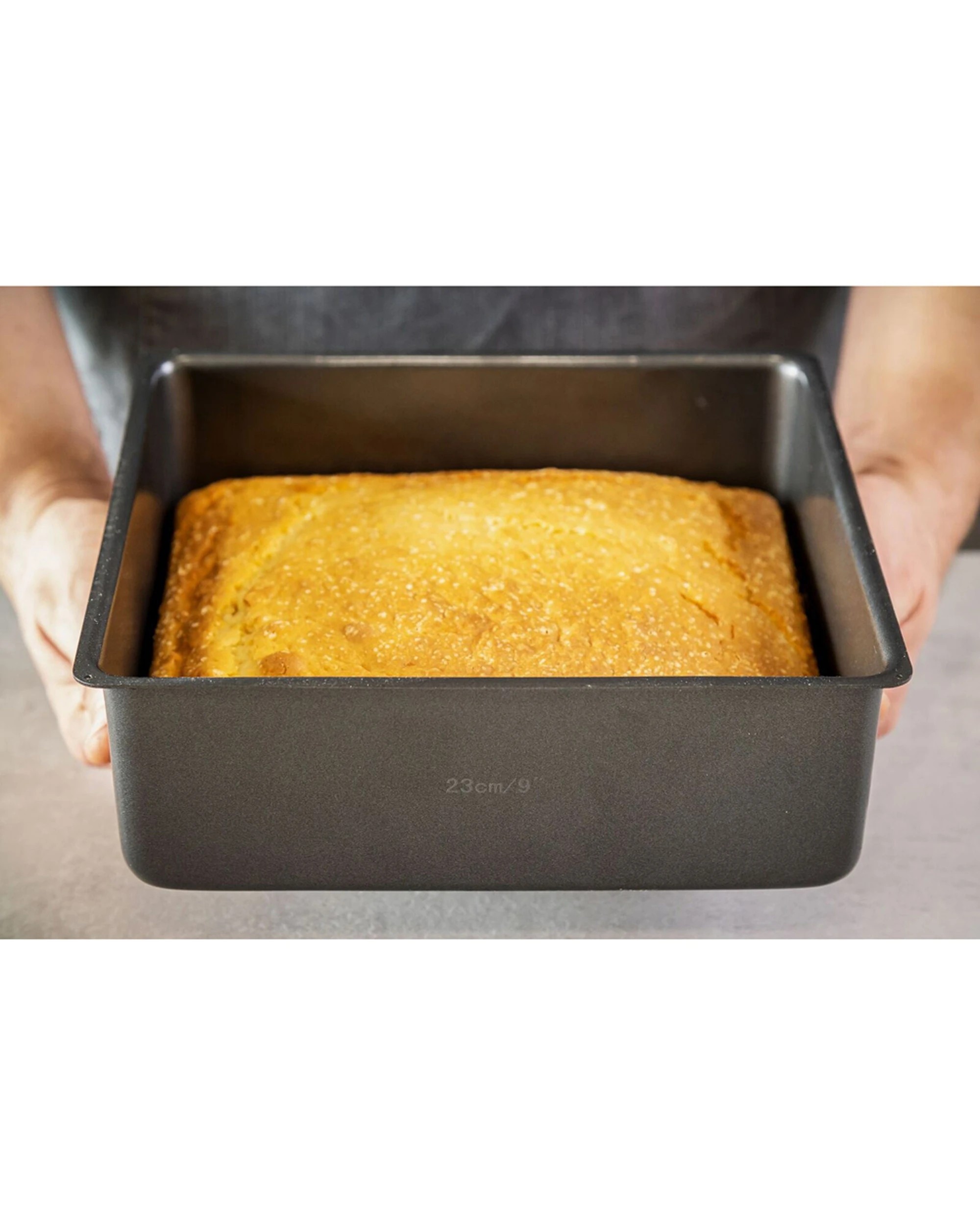 2 Mastercraft 2x 23cm Heavy Loose Base Deep Non-Stick Square Cake Pan - Black, 2 of 3