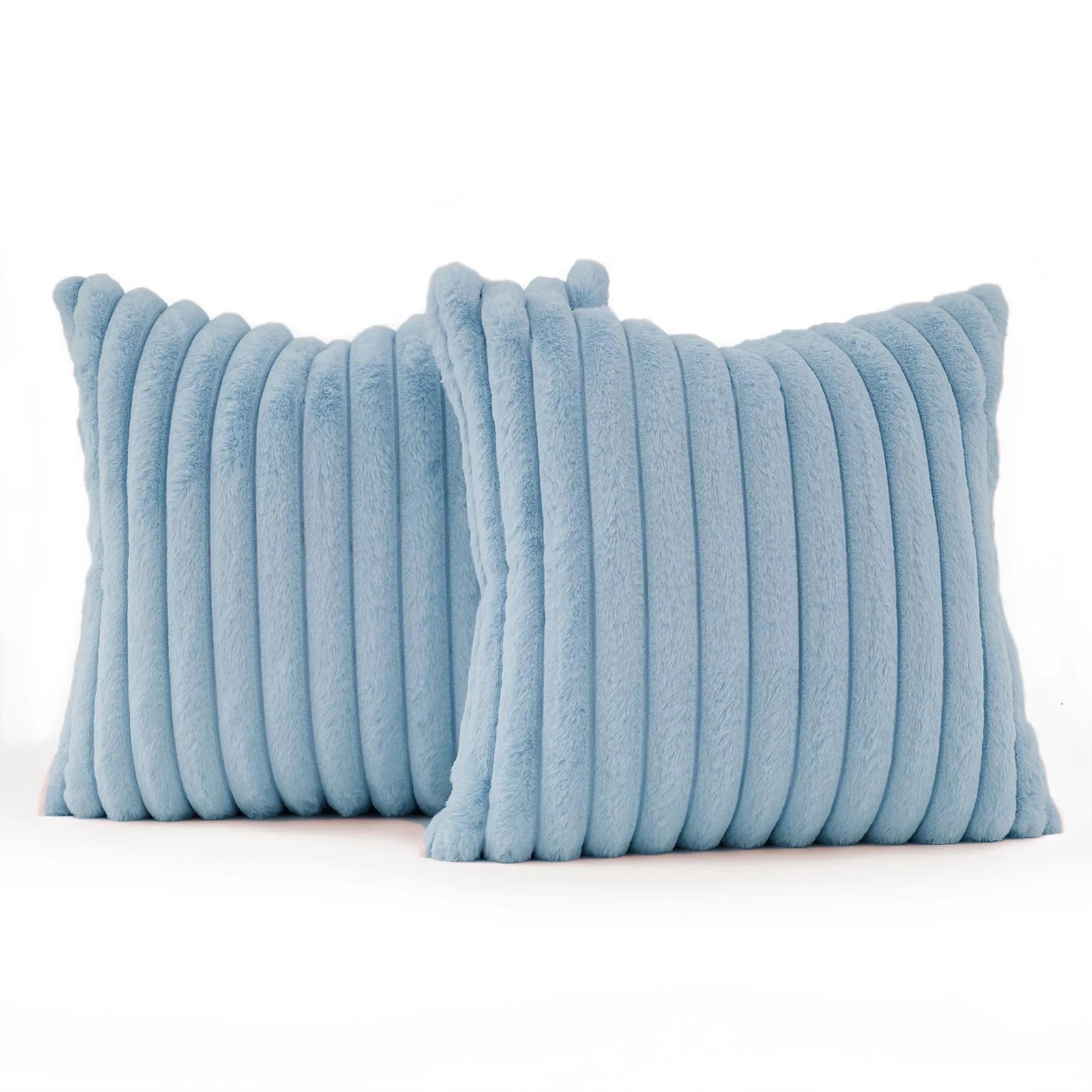 2 Gioia Casa 2-Pack Faux Fur Cushion Covers Soft 45x45cm - Sky, 2 of 3