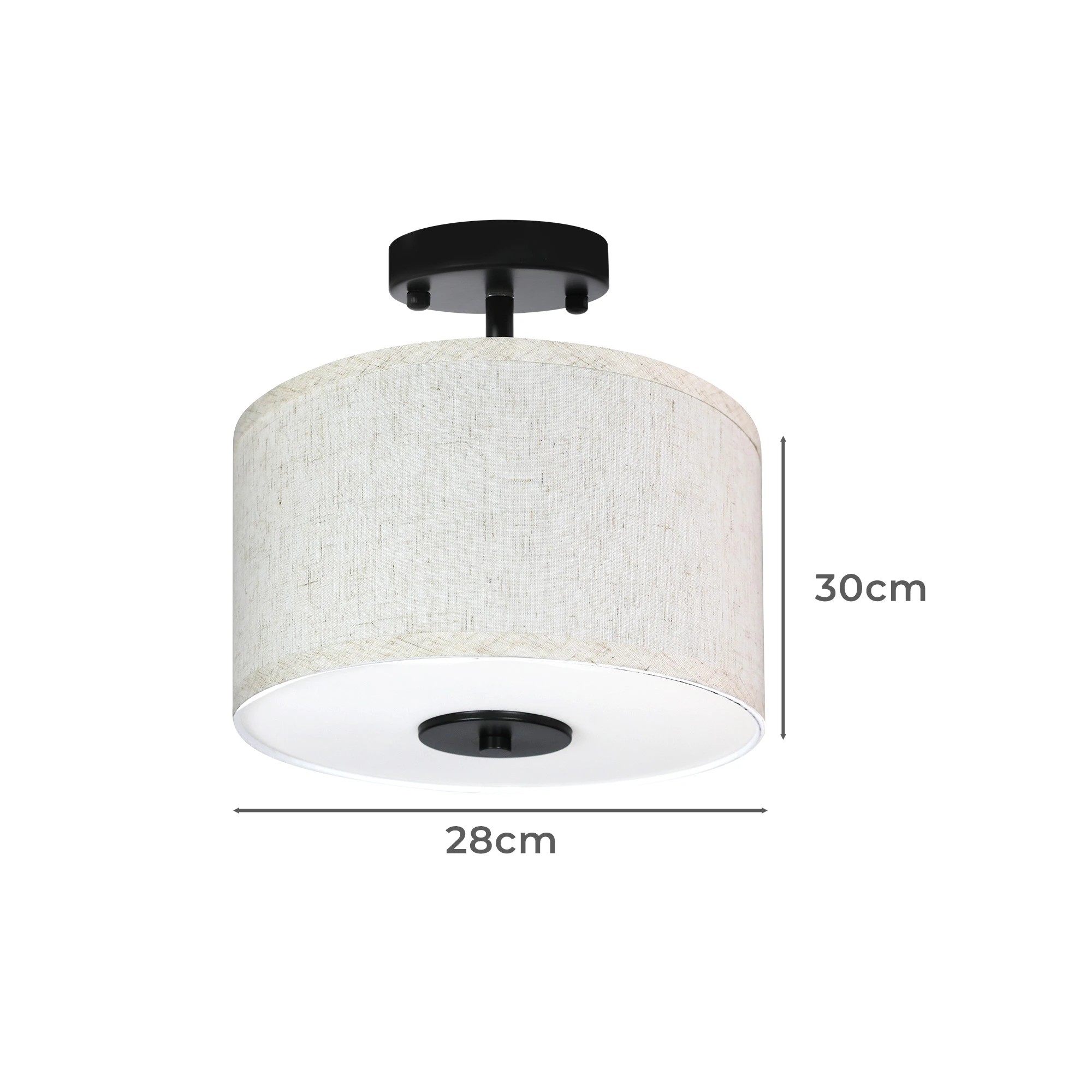 2 Emitto Ceiling Pendant Light 28cm Led Modern Lamp Home Lighting Linen Shade, 2 of 5