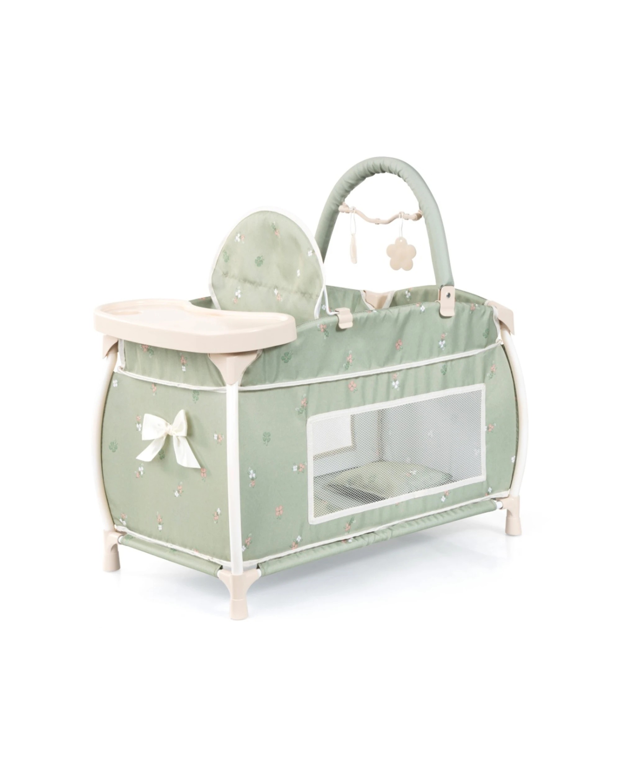 1 Bayer Bed Doll Cot Integrated High Chair For Dolls Up To Dolls 46cm Sage - Green, 1 of 6