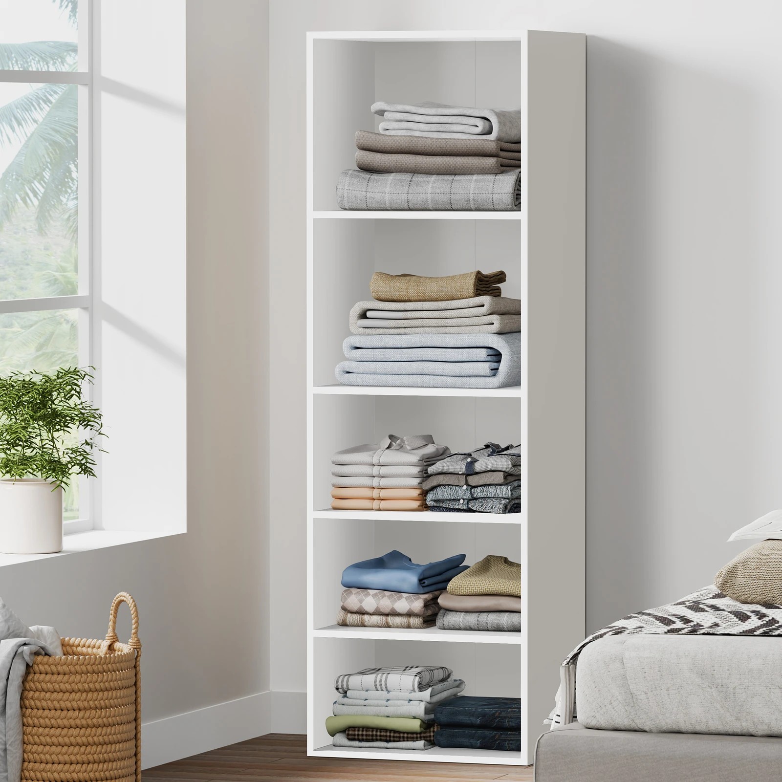 8 Alfordson Wardrobe 5 Shelves Clothes Storage Cabinet - White, 8 of 10