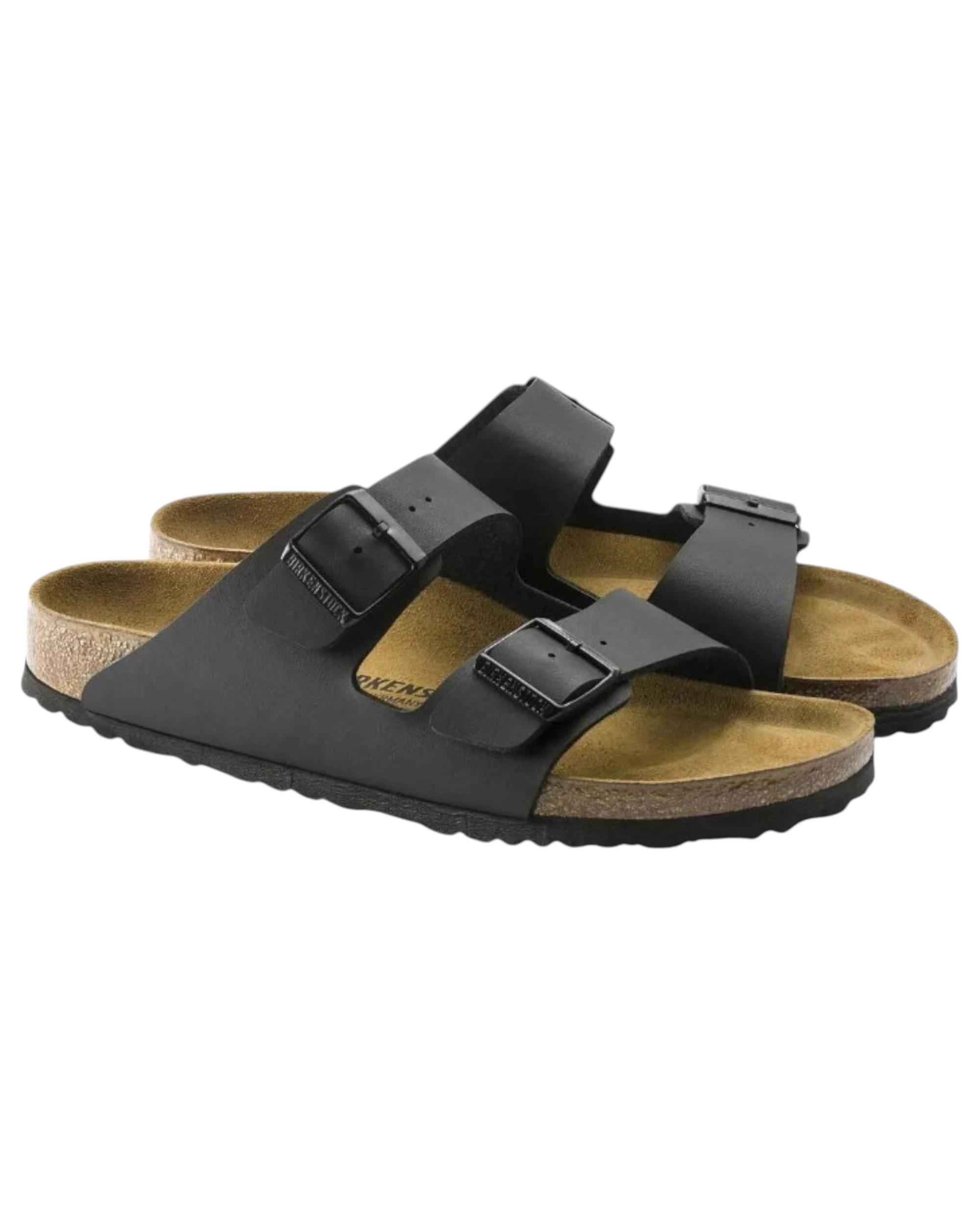 1 Birkenstock Unisex Arizona Birko-Flor Slip On Sandals BLACK, 1 of 6