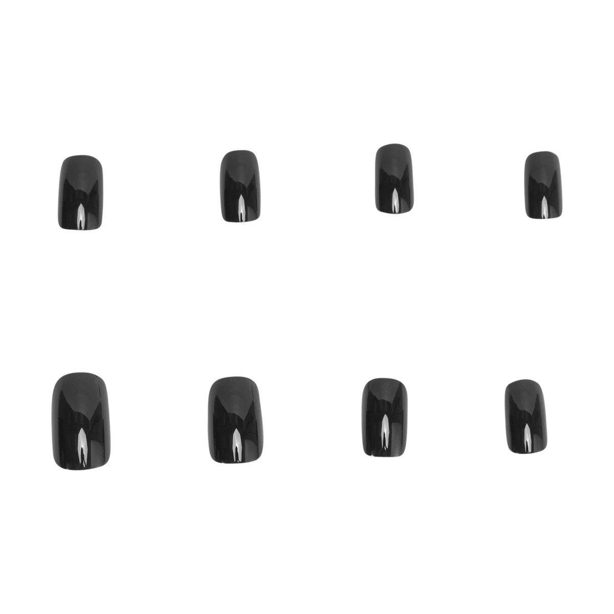 5 OXX Cosmetics 24 Pack Artificial Nails with Adhesive - Medium Square Shape, Black Shiny, 5 of 5