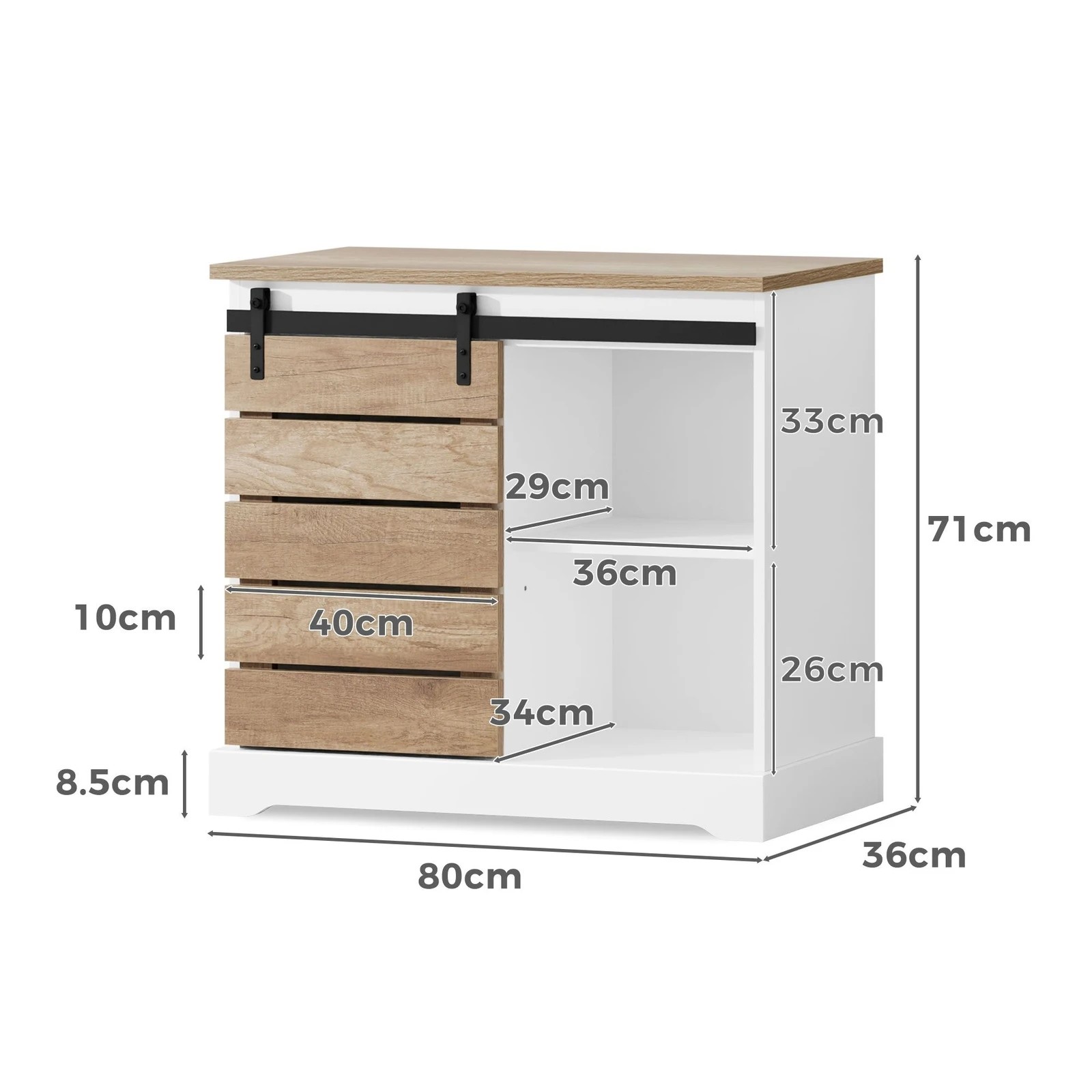 9 Alfordson Buffet Sideboard Cabinet Storage Cupboard Sliding Door Pantry - White, 9 of 10