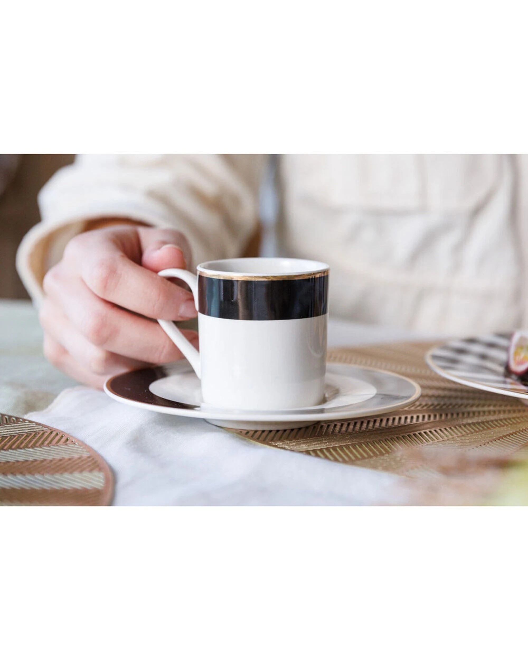 2 Mikasa 4pc Luxe Deco China Espresso With Block Stripe Set 100ml - Multi, 2 of 6