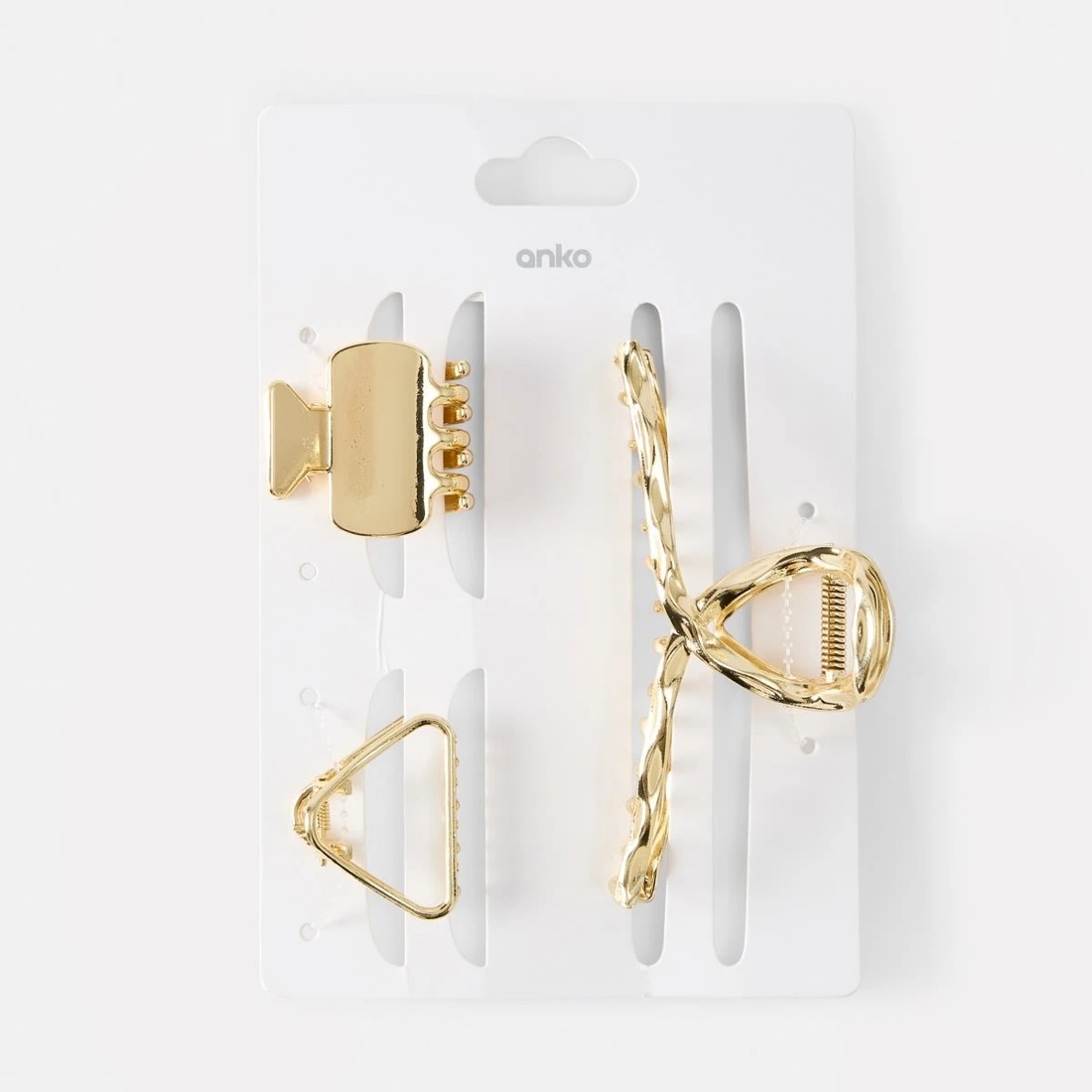 4 3 Pack Gold Tone Mix Statement Claw Hair Clips, 4 of 4