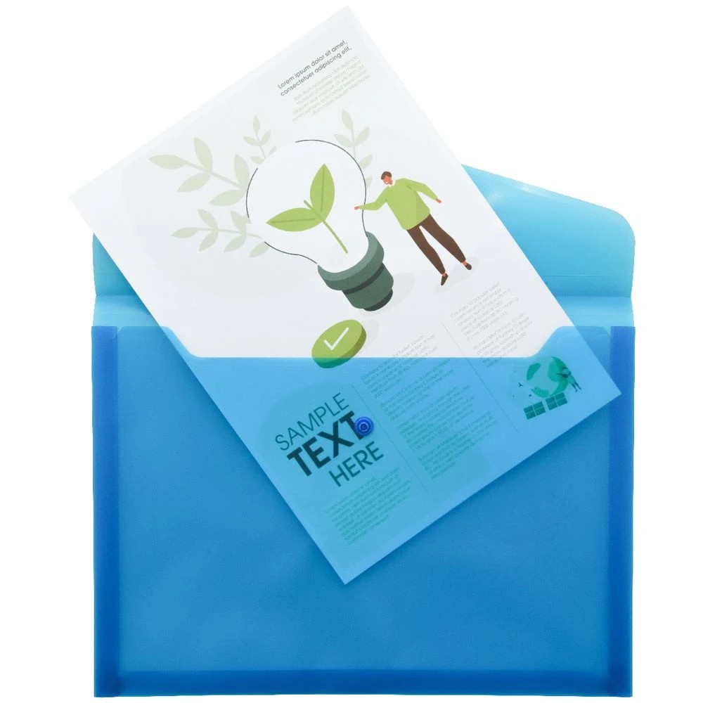 4 J.Burrows A4 Button Document Wallet Blue, 4 of 5