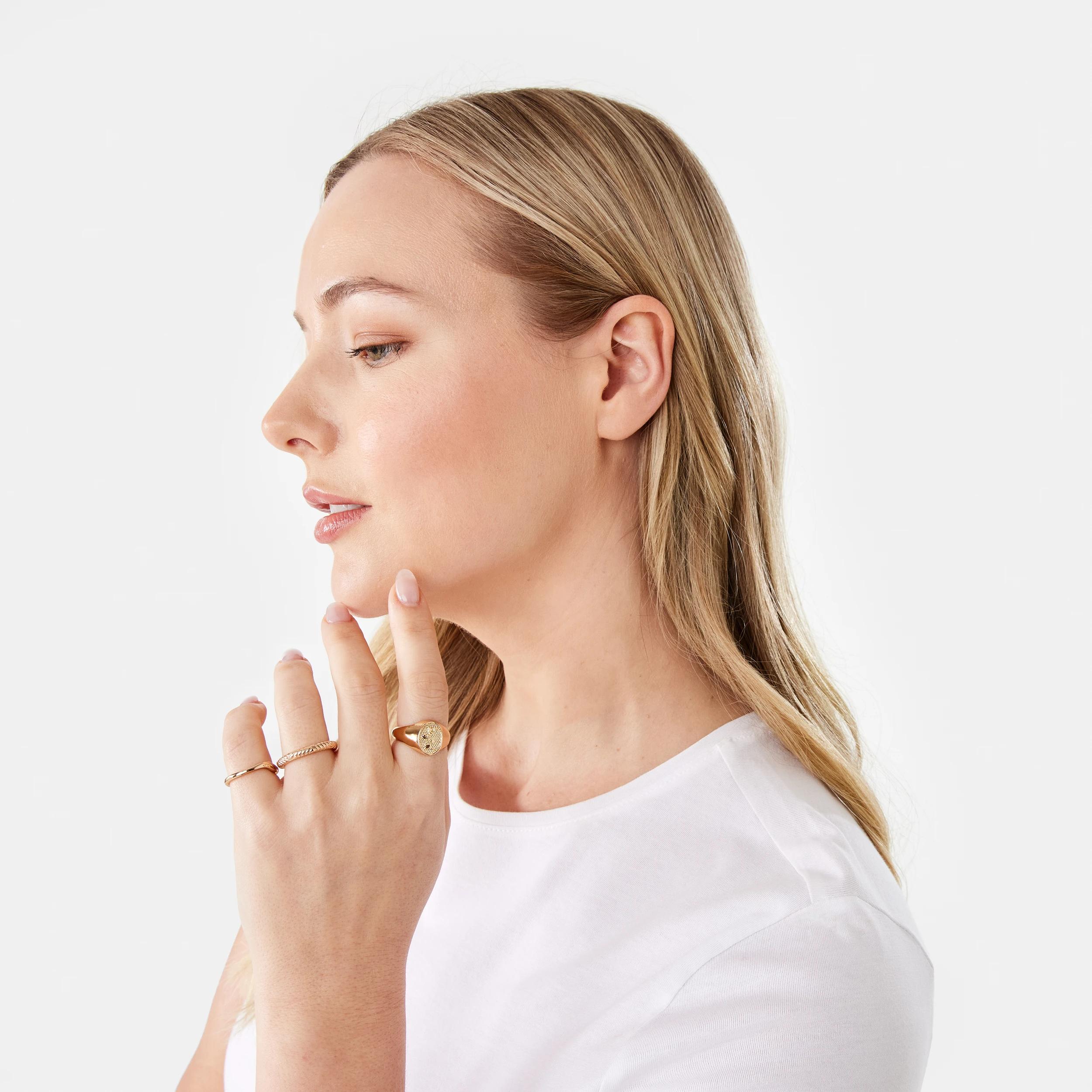 4 5 Pack Floral Rings - Pink and Gold Tone GOLD, 4 of 5