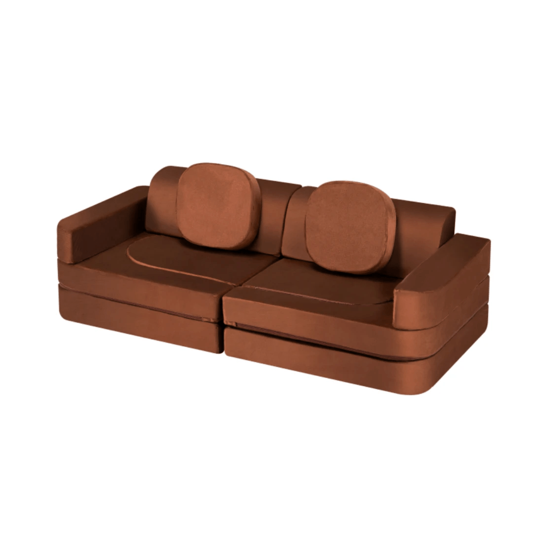 1 Playpals 12PCS Modular Kids Sofa Play Couch DIY Child Foam Playset - Brown, 1 of 3