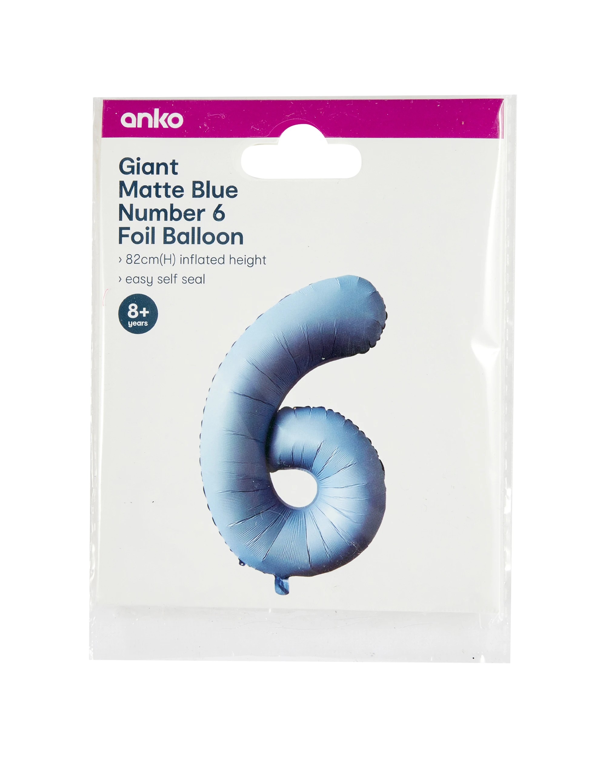 5 Giant Matte Blue Number 6 Foil Balloon, 5 of 5