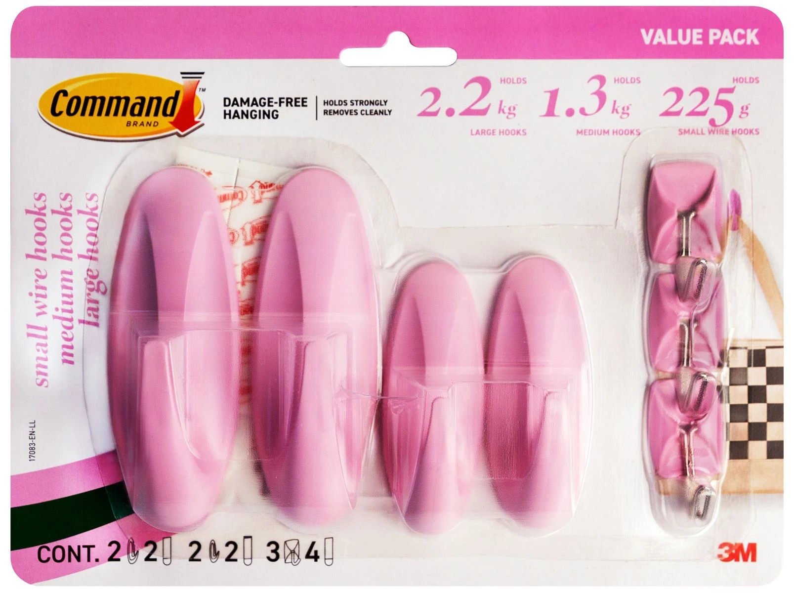1 3M Command Coloured Hooks Mixed Pack- Lilac Lemonade, 1 of 2