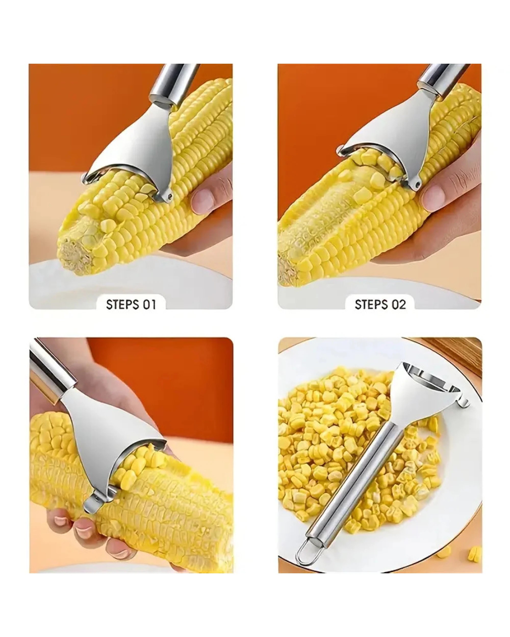 2 BR Home Stainless Steel Corn Peeler and Kerneler Tool, 2 of 7