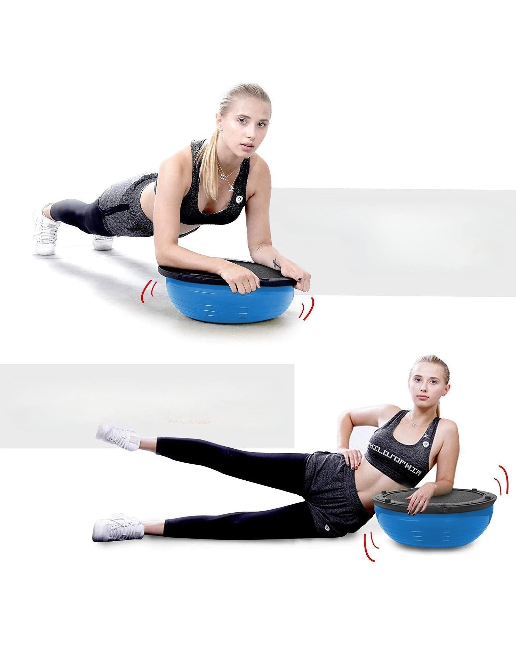 4 Fitness Master Yoga Wave Speed Bosu Ball Semicircular Balance Thickened Beam Grey, 4 of 6