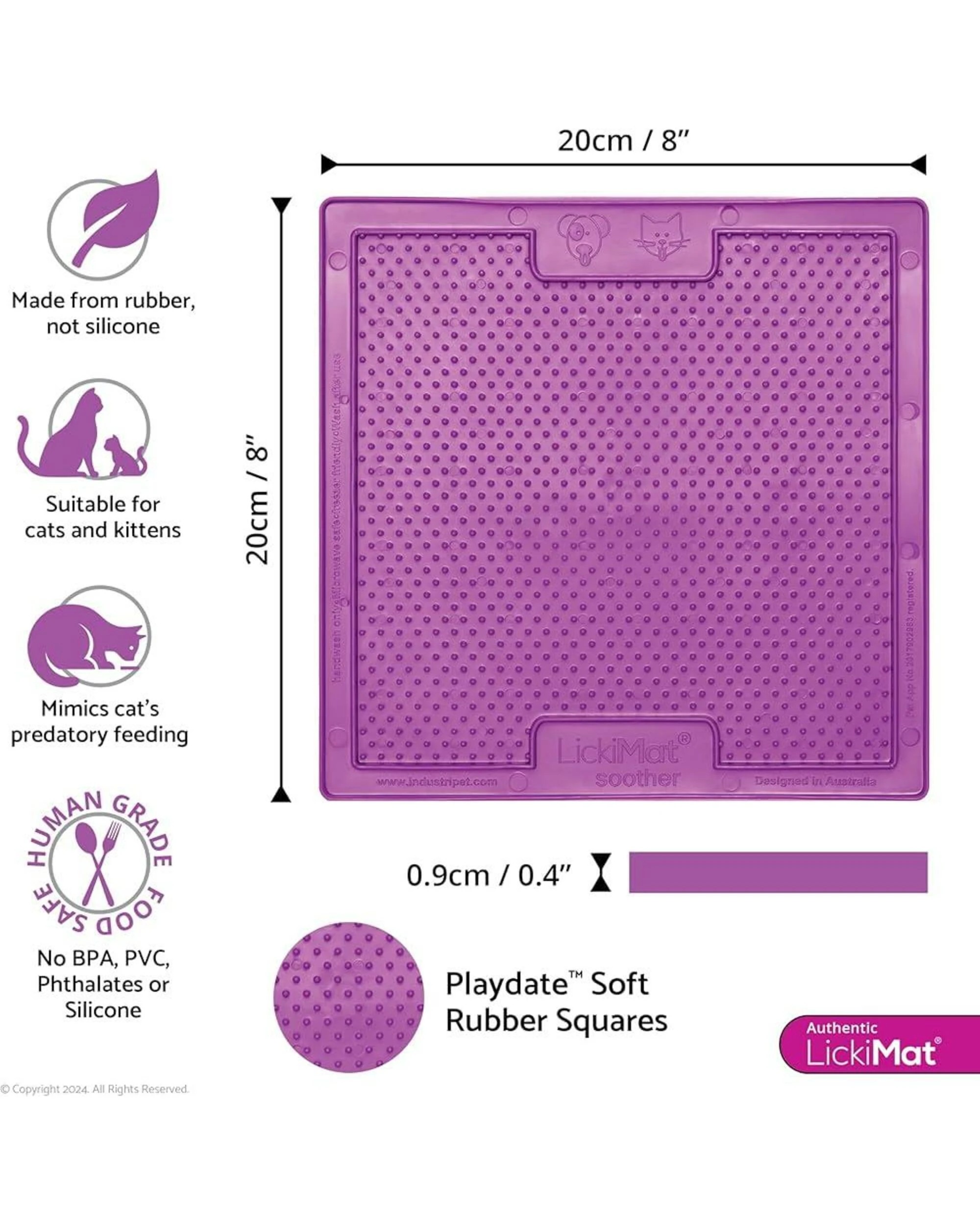 2 Lickimat Soother Original Slow Food Licking Mat For Cats & Dogs - Purple, 2 of 2