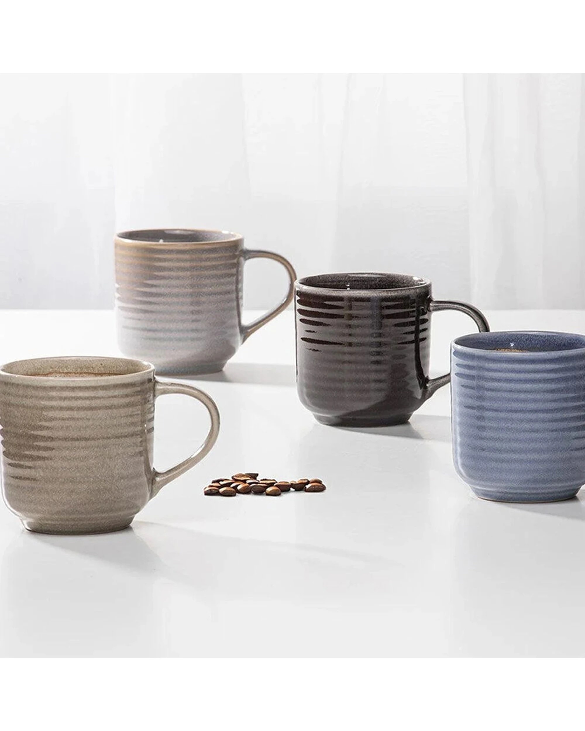 3 Ladelle 4PK Melange Cornflower Stoneware Mug Set 380ml - Black, 3 of 5