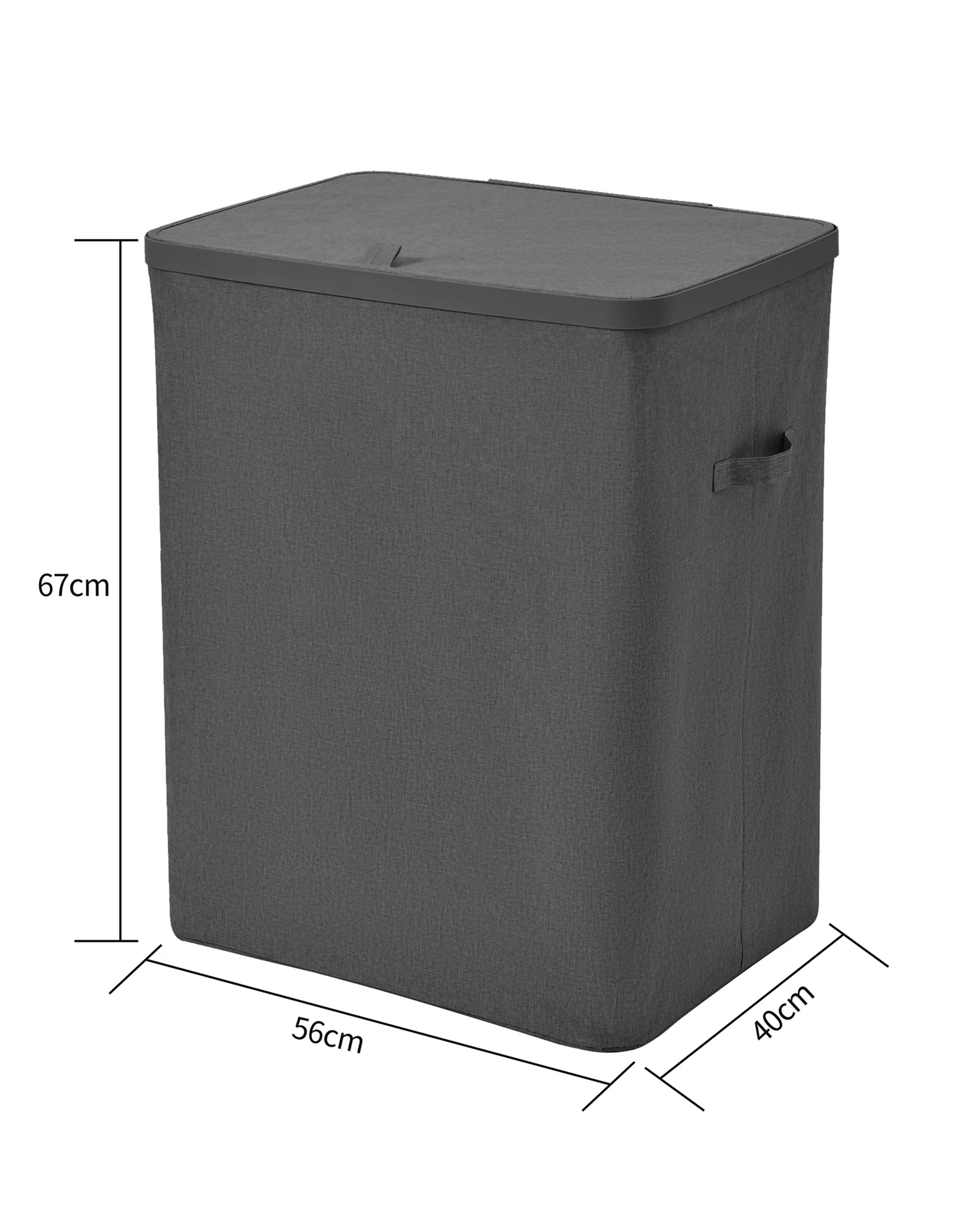 6 Sherwood Voyager 2-Section Laundry Hamper 100L Faux Linen 56x40x67cm - Slate, 6 of 10