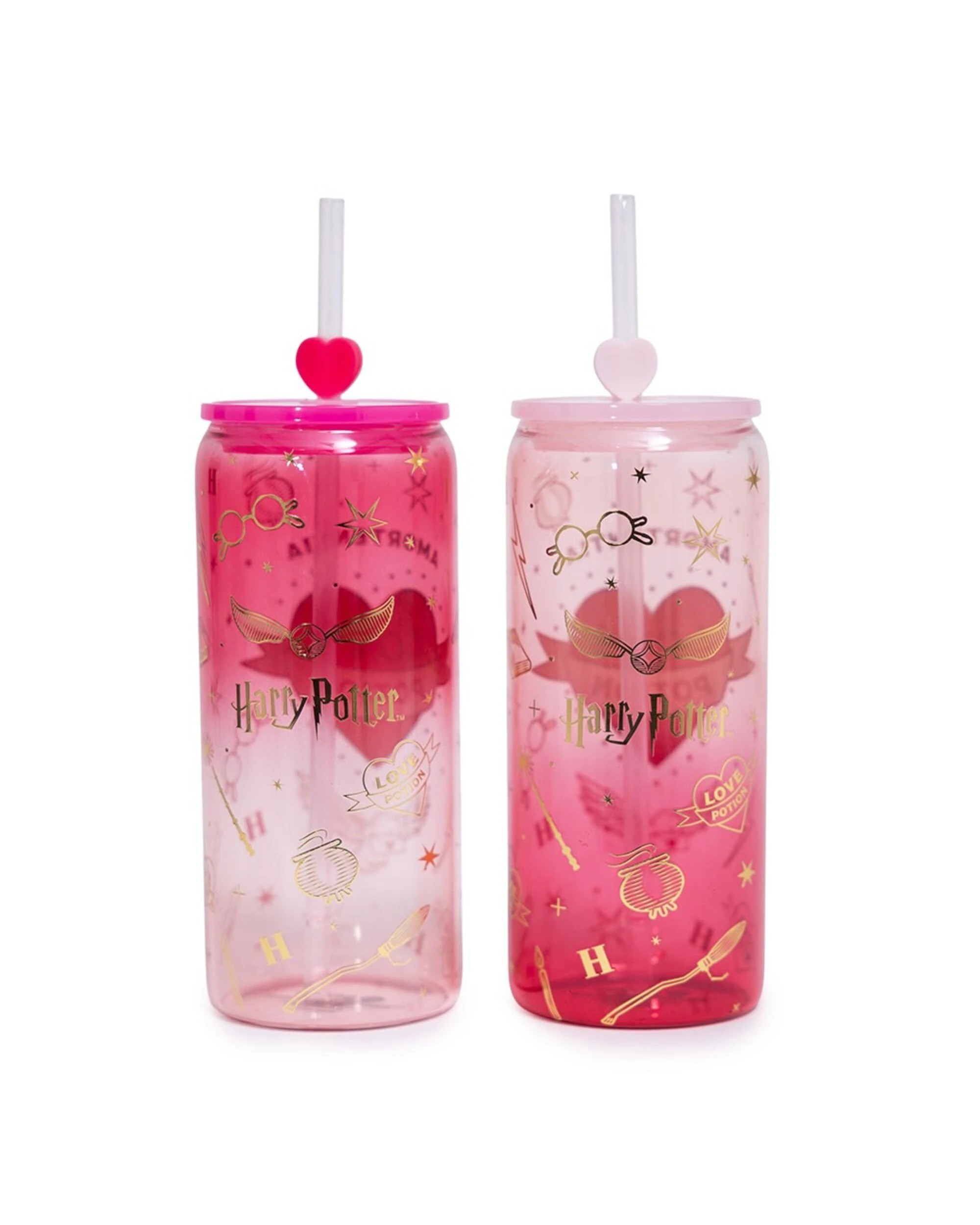2 Harry Potter - Love Potion Glass Cup with Straw Twin Pack - Pink, 2 of 4