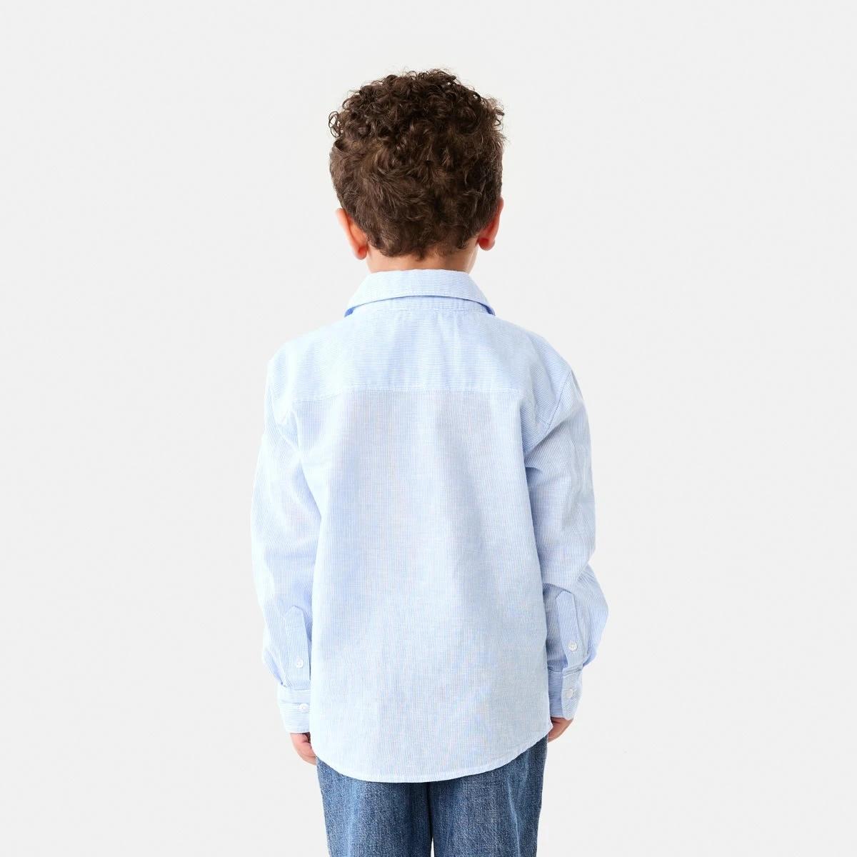 3 Long Sleeve Linen Shirt BLUE STRIPE, 3 of 9