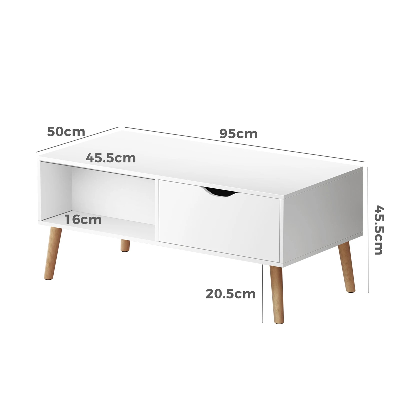3 Alfordson Coffee Table Storage Tables 2 Drawers Shelf Modern Desk - White, 3 of 10