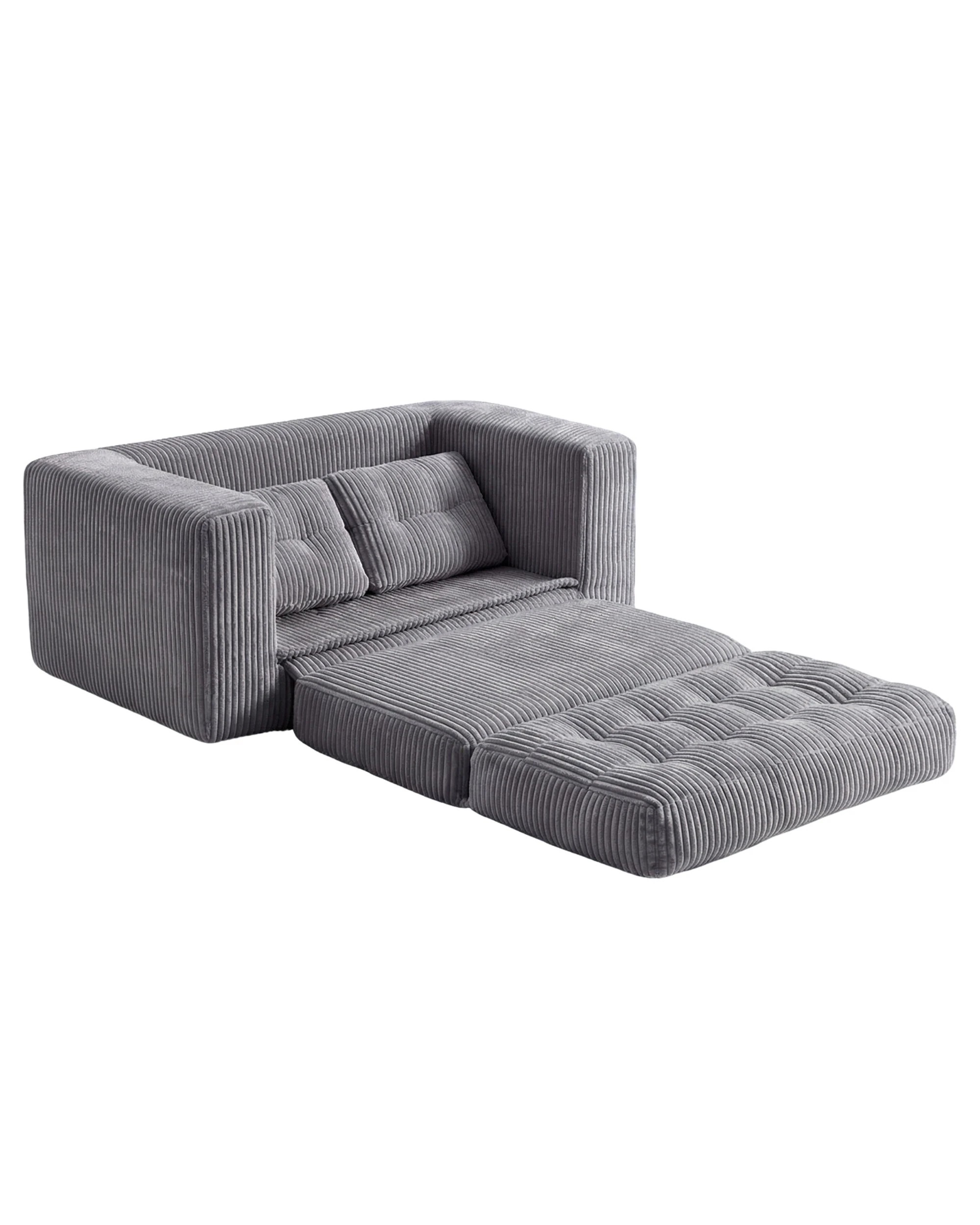 9 Advwin Folding Sofa Bed 2 in 1 Convertible Floor Loveseat Sofa Fold Out Corduroy Sleeper Couch with 2 Pillows, 9 of 10