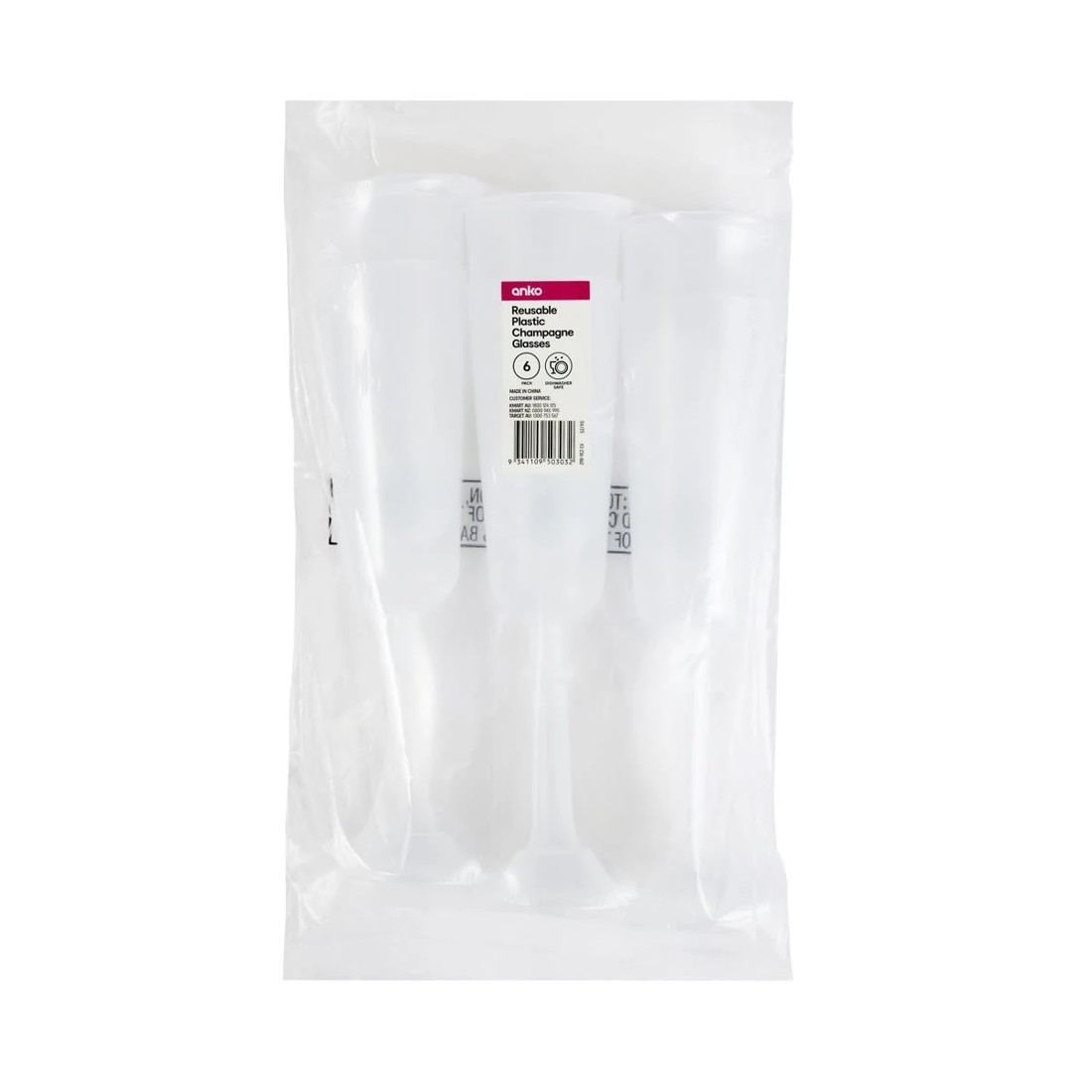 6 6 Pack Reusable Plastic Champagne Glasses, 6 of 6