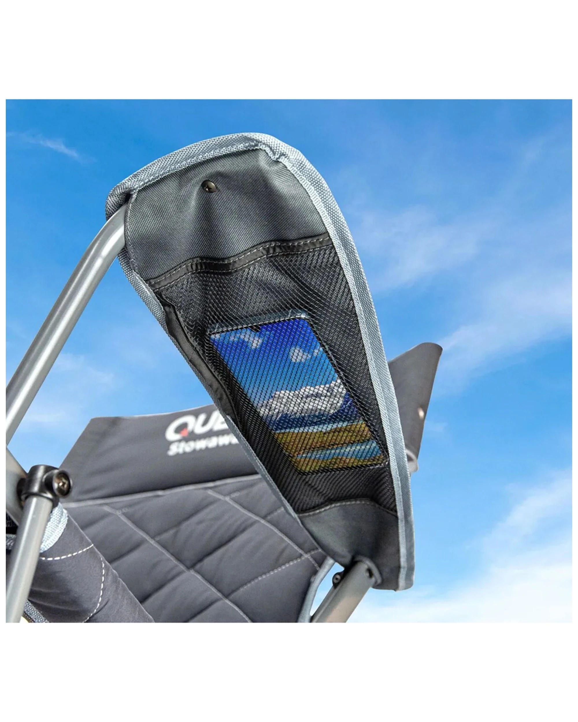 6 Quest Stowaway Camp Chair Steel With Armrests 180kg Capacity Padded - Grey, 6 of 8