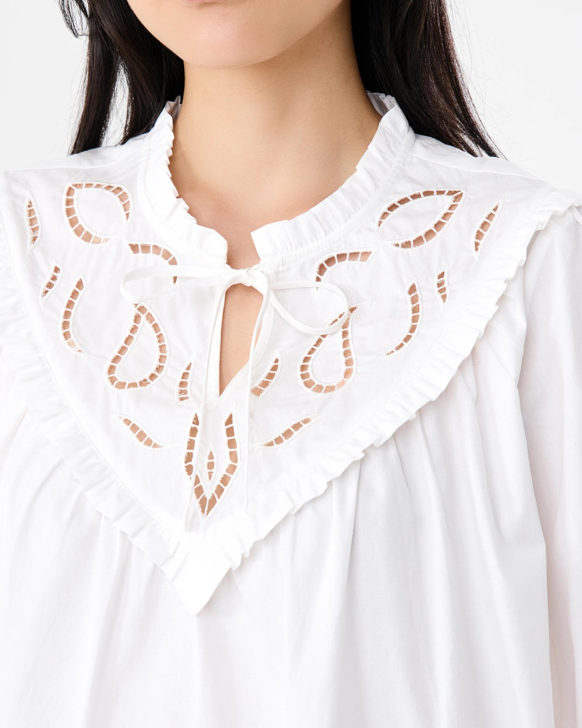 6 Long Sleeve Cutwork Detail Top Cld White, 6 of 6