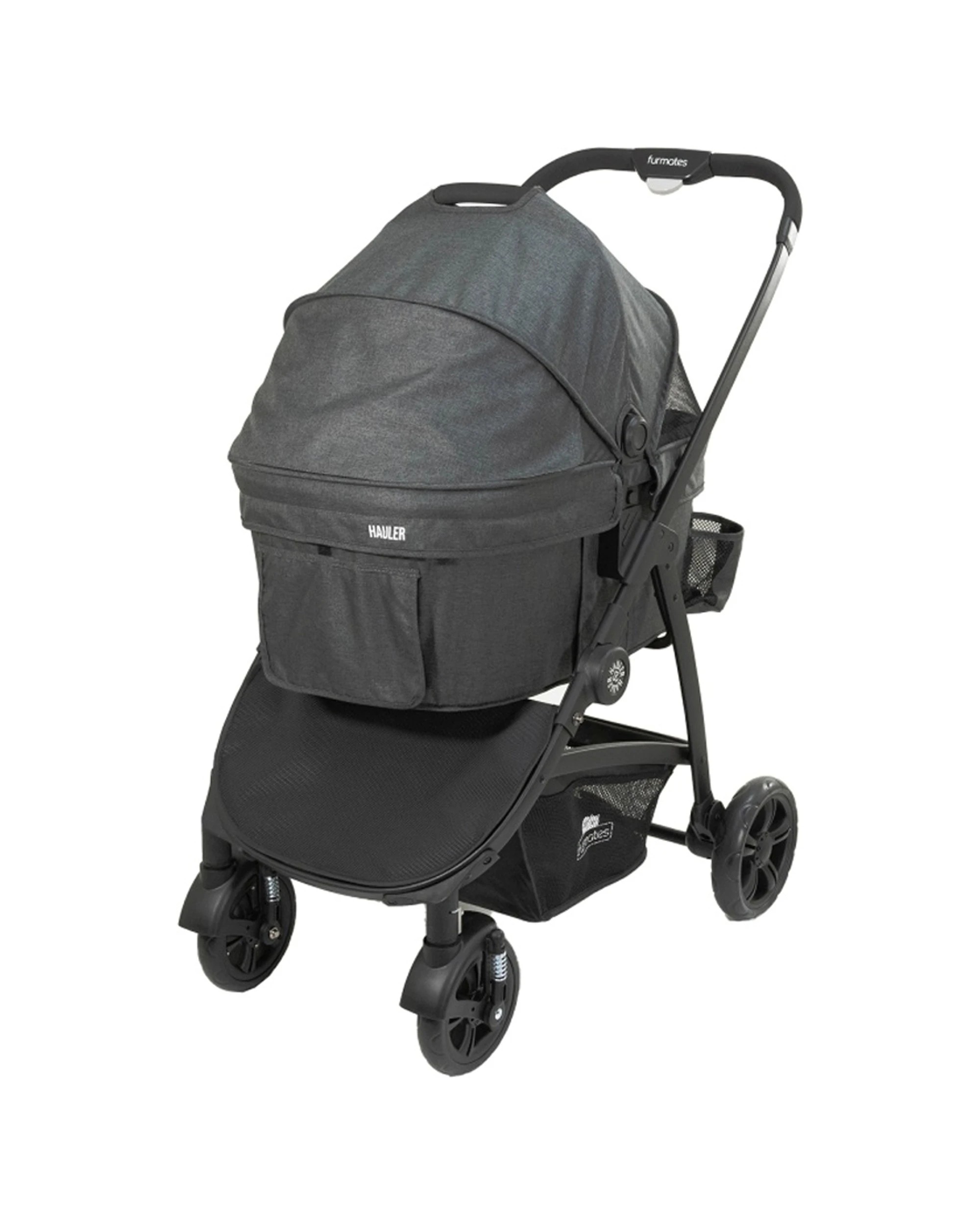 1 Furmates Hauler Pet Stroller Pram With Removable Carrier Mesh And Foldable 25kg - Grey, 1 of 8