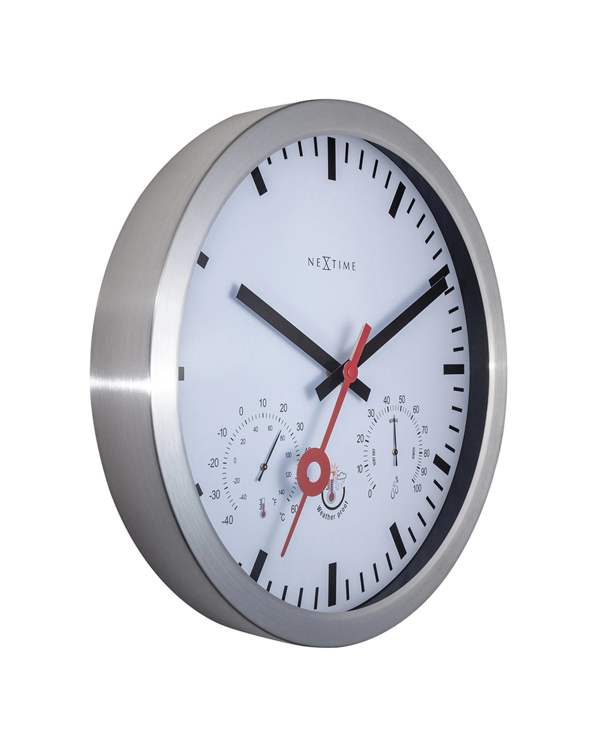 2 NexTime Outdoor Wall Clock Multi Functional Weather Display 35cm - White, 2 of 5
