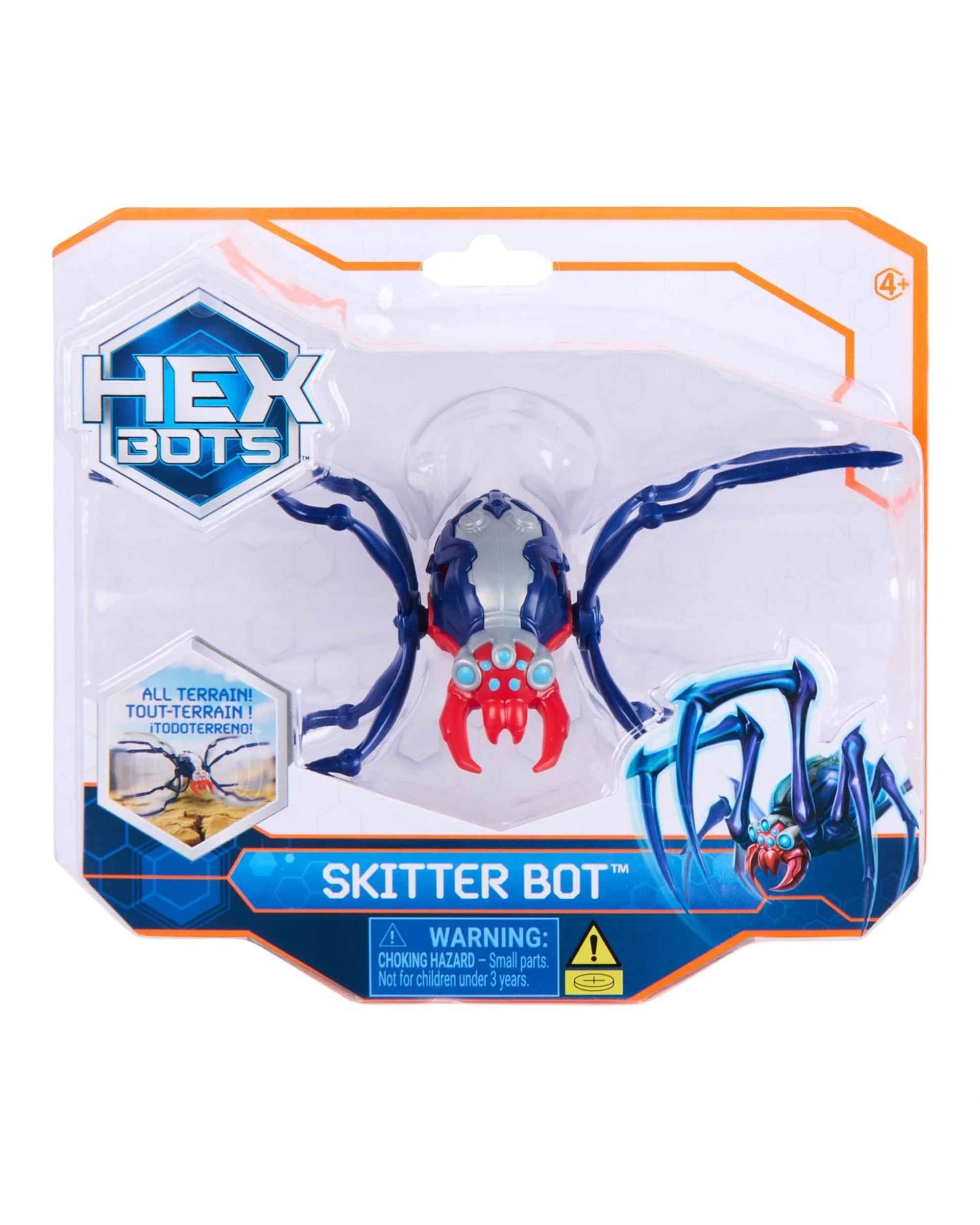 1 Hex Bots Skitter Bot Spider - Silver/Red, 1 of 5