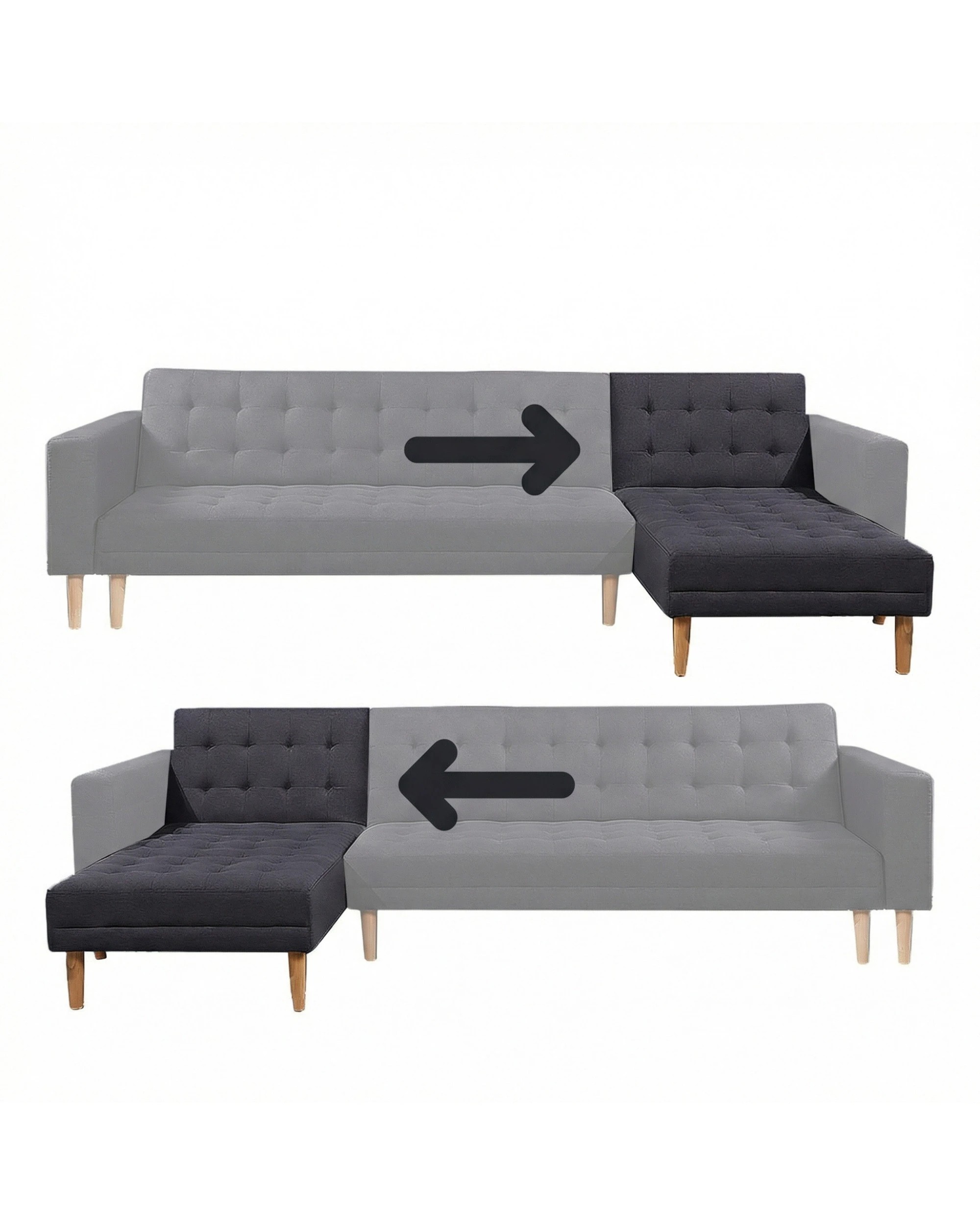 7 Sarantino Linen Fabric Corner Sofa Bed Couch Lounge with Chaise Dark Grey - Grey, 7 of 7