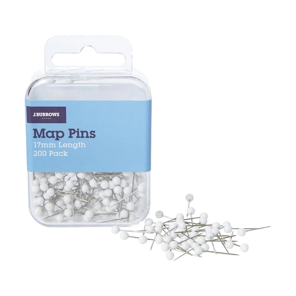 2 J.Burrows Map Pins White 200 Pack, 2 of 3