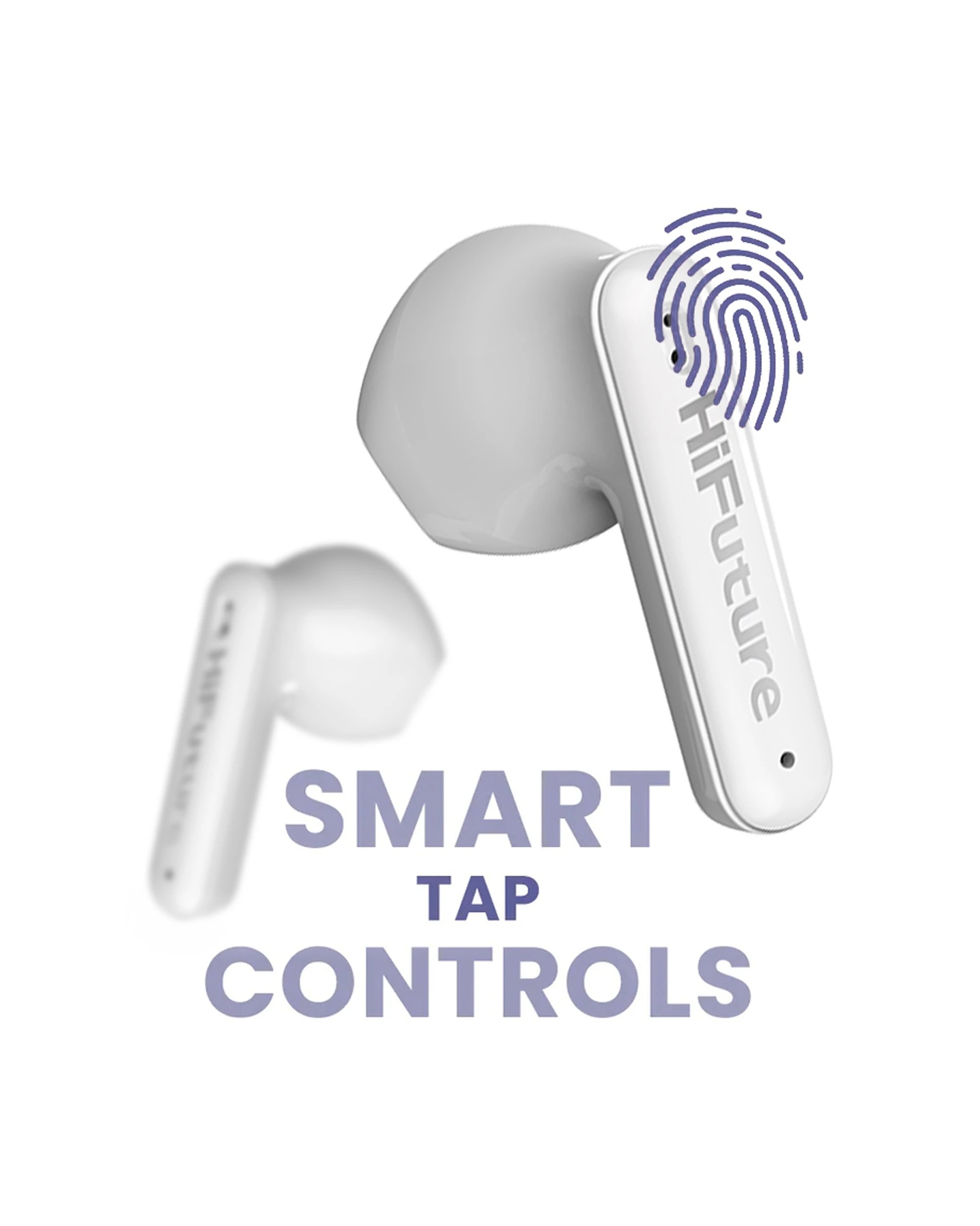 3 Hifuture Colourbuds2 True Wireless Bluetooth Soft Bass Earbuds White Noise Cancelled Earbuds - White, 3 of 9