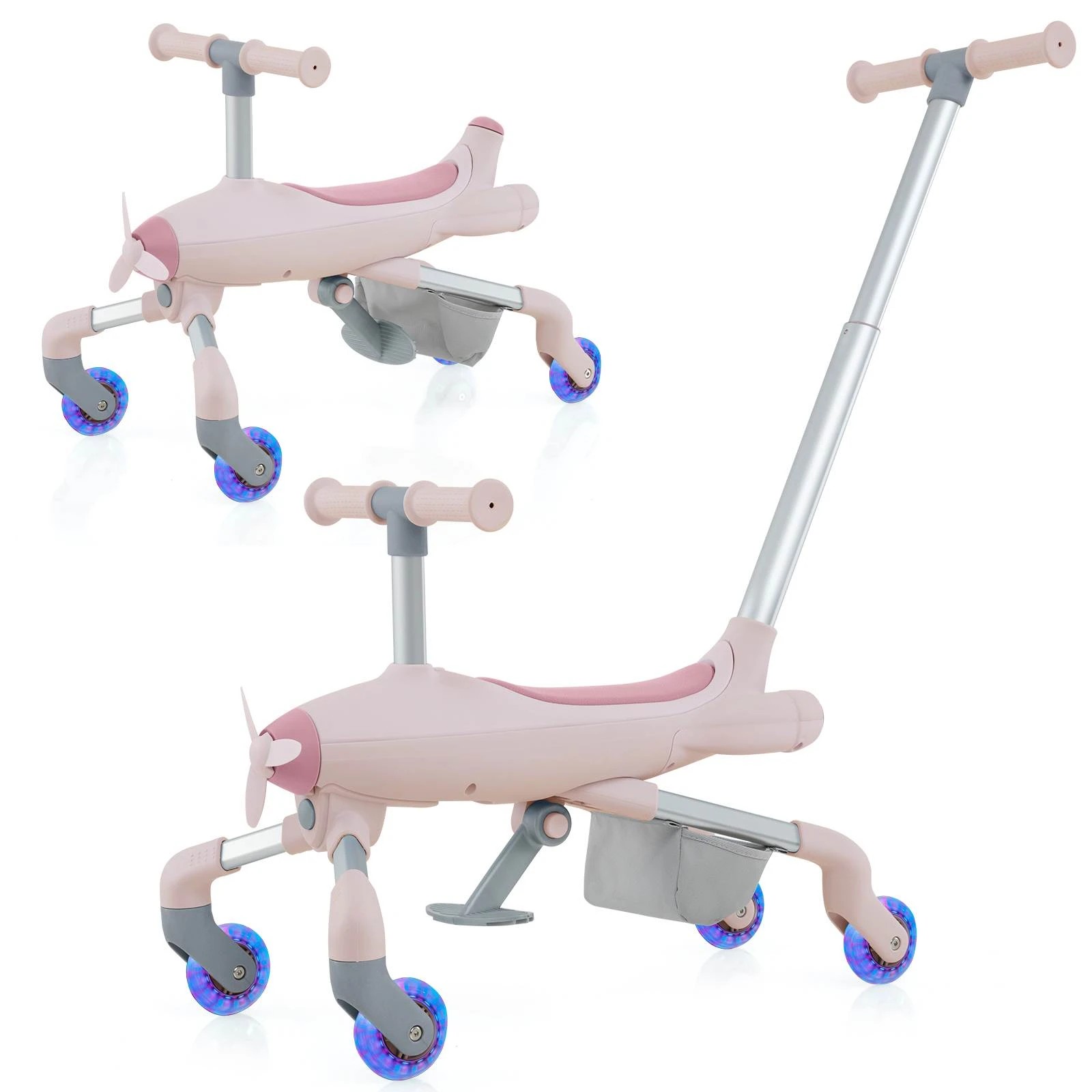 1 Costway Ride-on Push Car Plane-Themed Foot-to-Floor Sliding Toy - Pink, 1 of 1