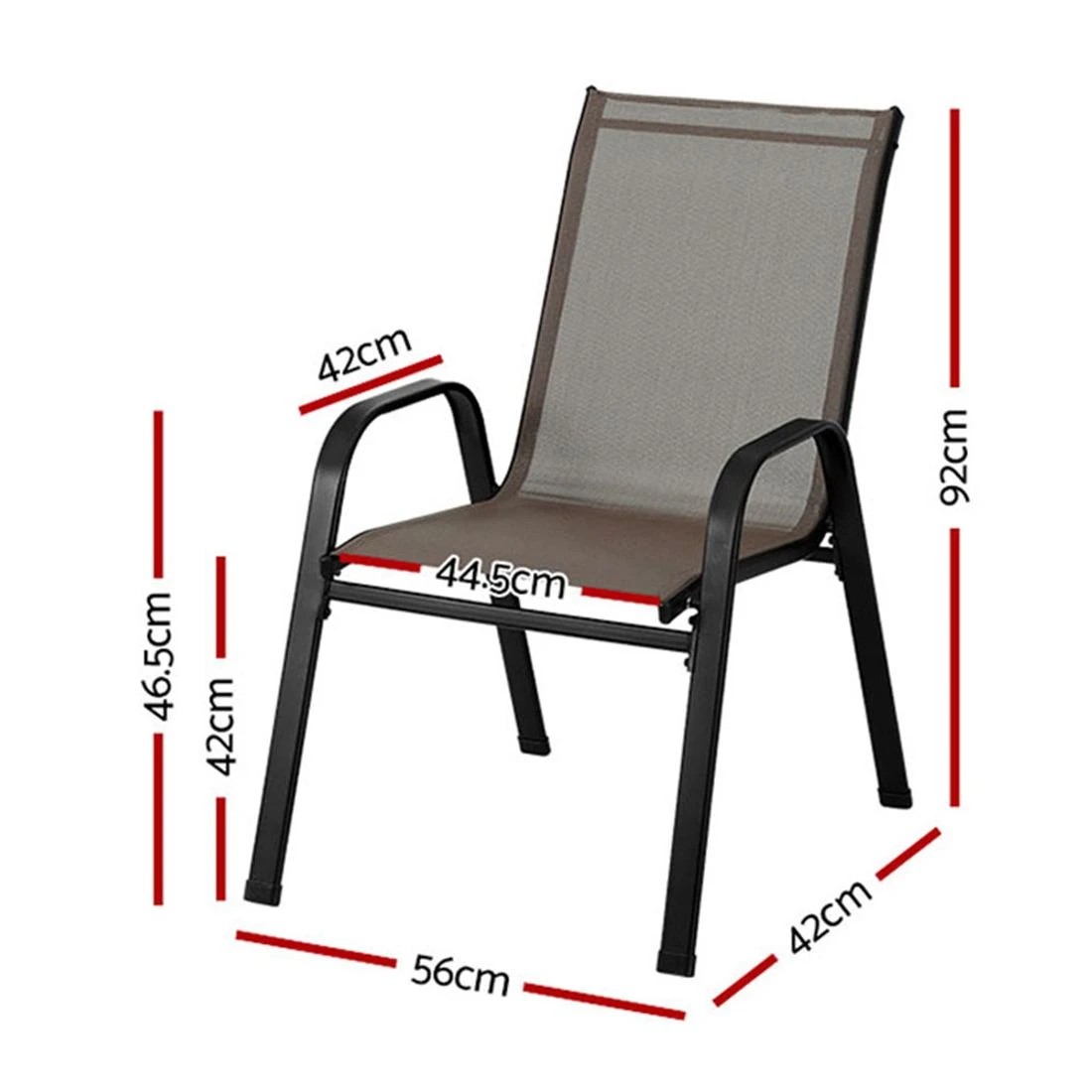 2 Gardeon 6PC Outdoor Dining Chairs Stackable Lounge Chair Patio Furniture Brown - Brown, 2 of 6