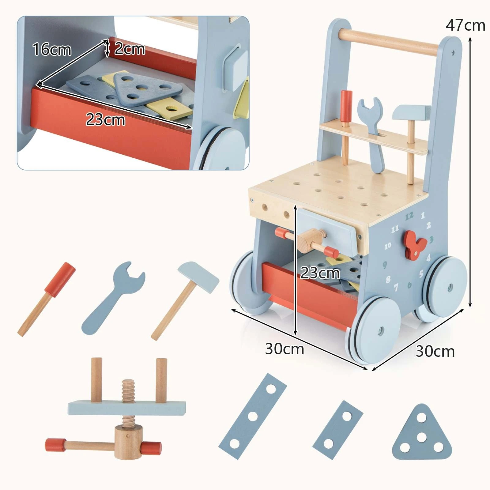 2 Costway Storage Walker Toy Activity Walker w/Platform Wheeled Play Kitchen Walking Toy, 2 of 2